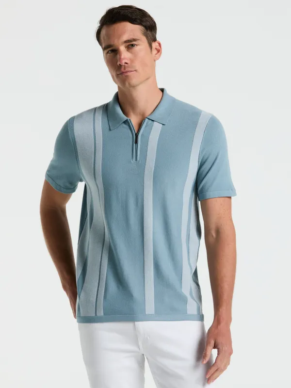 Short Sleeve Tech Stretch Zip Polo sold by Perry Ellis