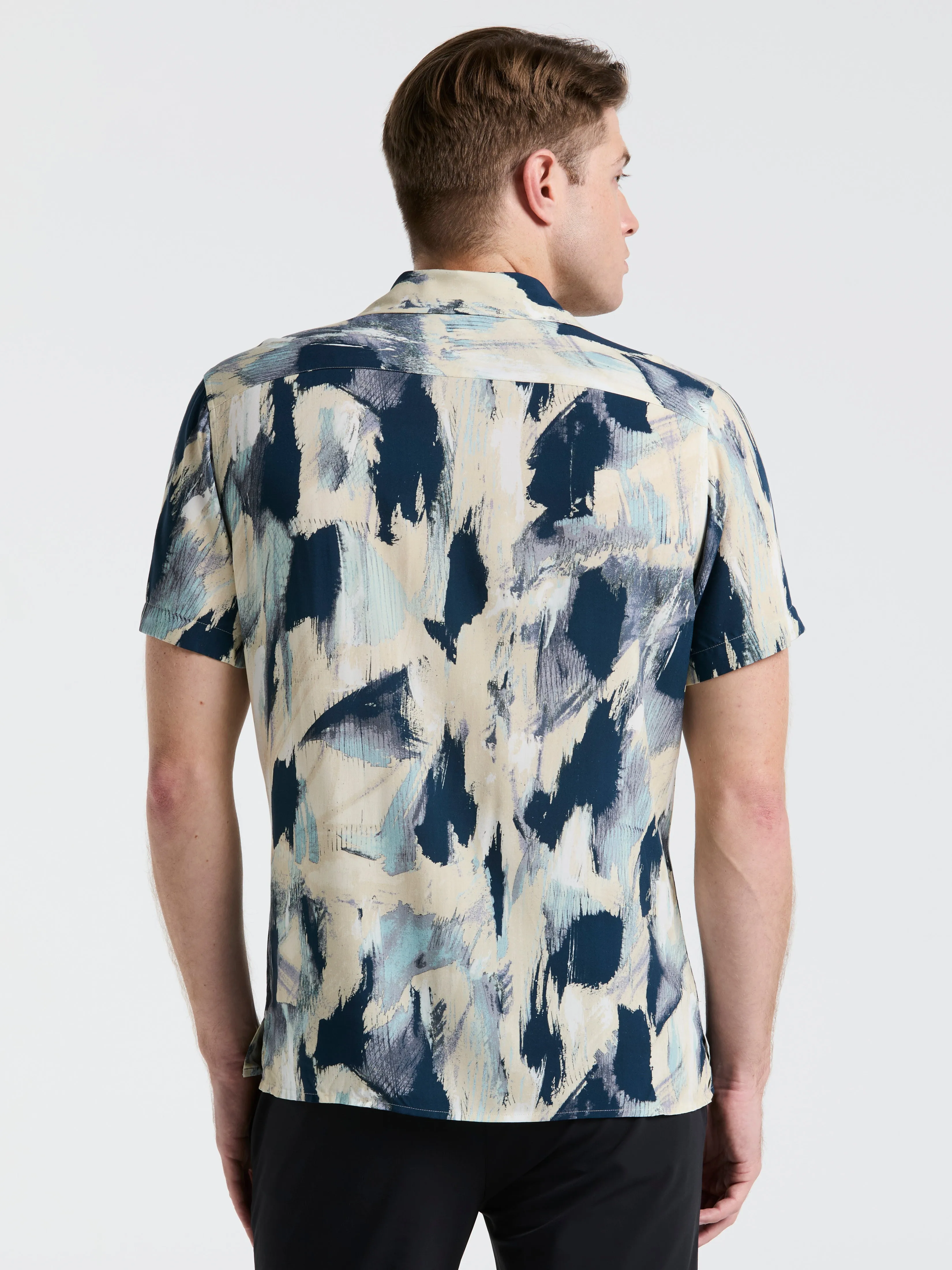 EcoVero™ Abstract Print Camp Collar Shirt sold by Perry Ellis product image thumbnail 2