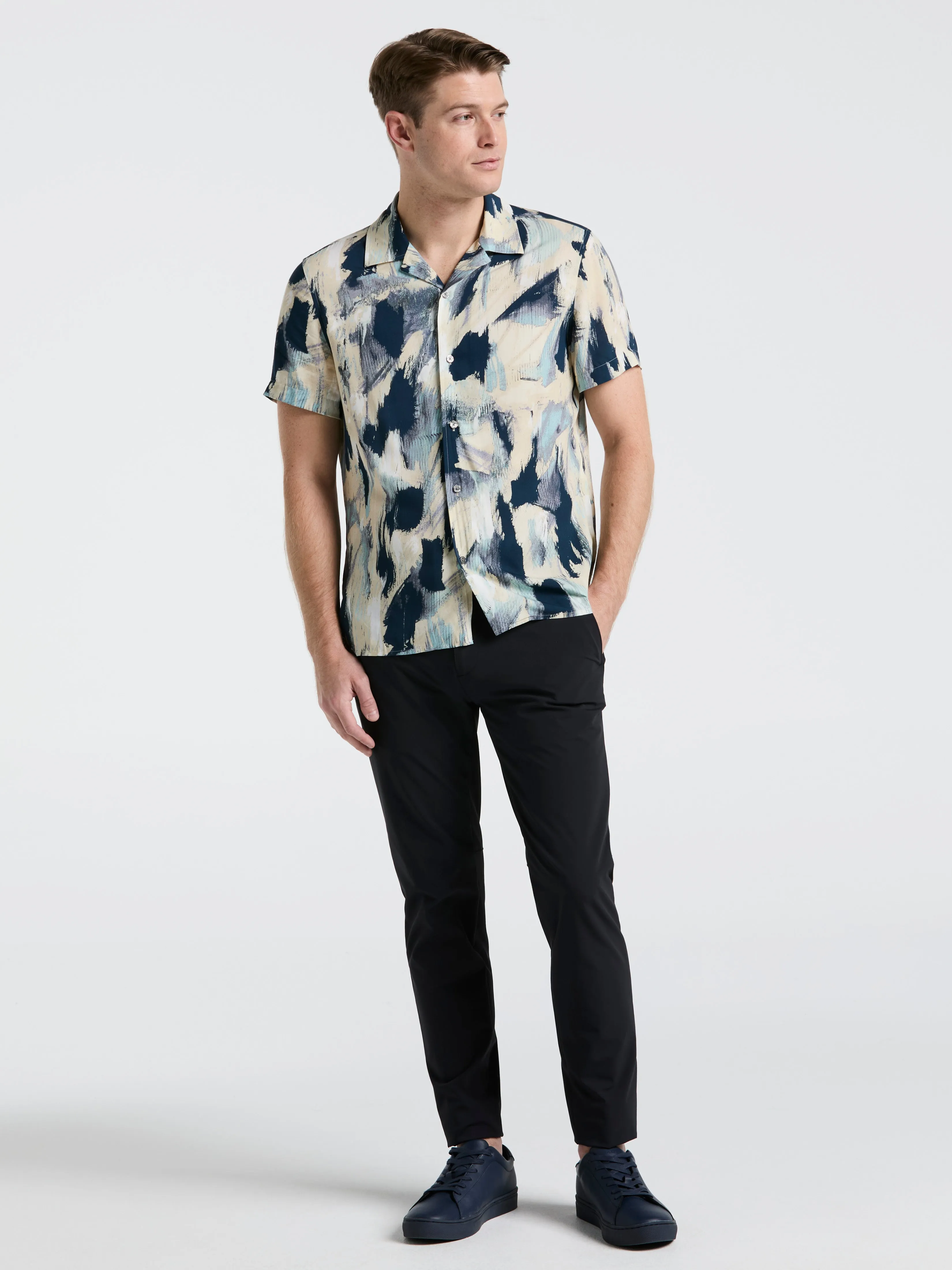 EcoVero™ Abstract Print Camp Collar Shirt sold by Perry Ellis product image thumbnail 4