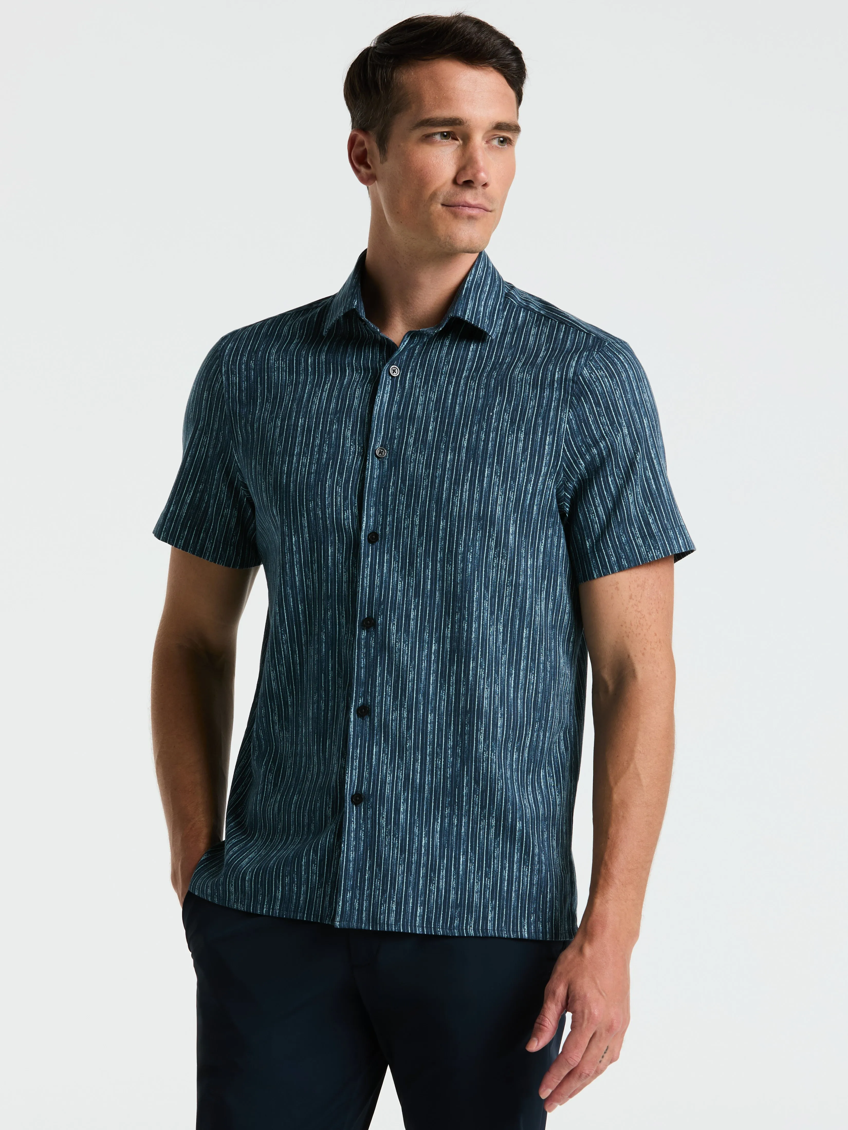 Short Sleeve Button Down Striped Shirt sold by Perry Ellis