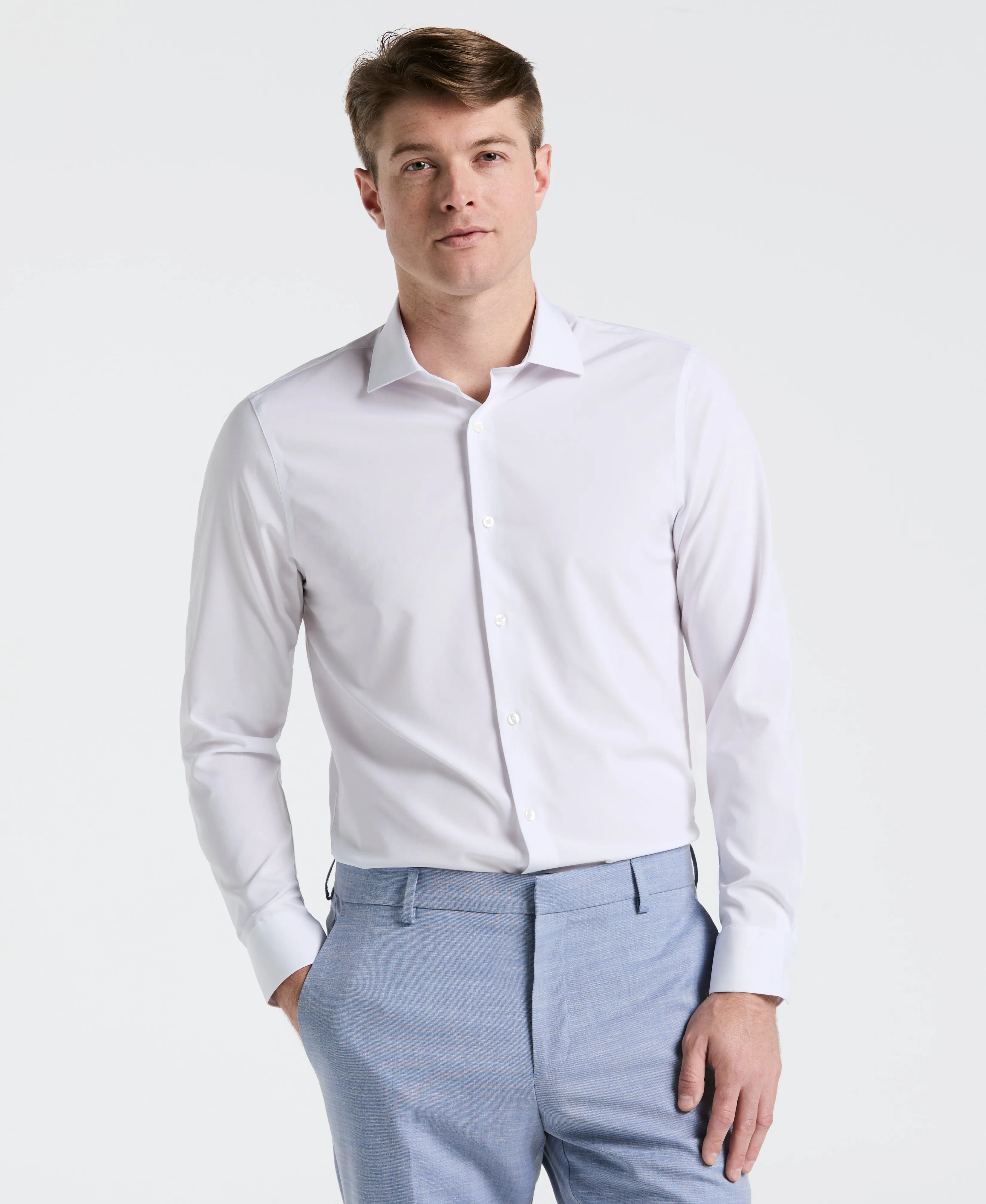 Performance Tech Solid Dress Shirt sold by Perry Ellis