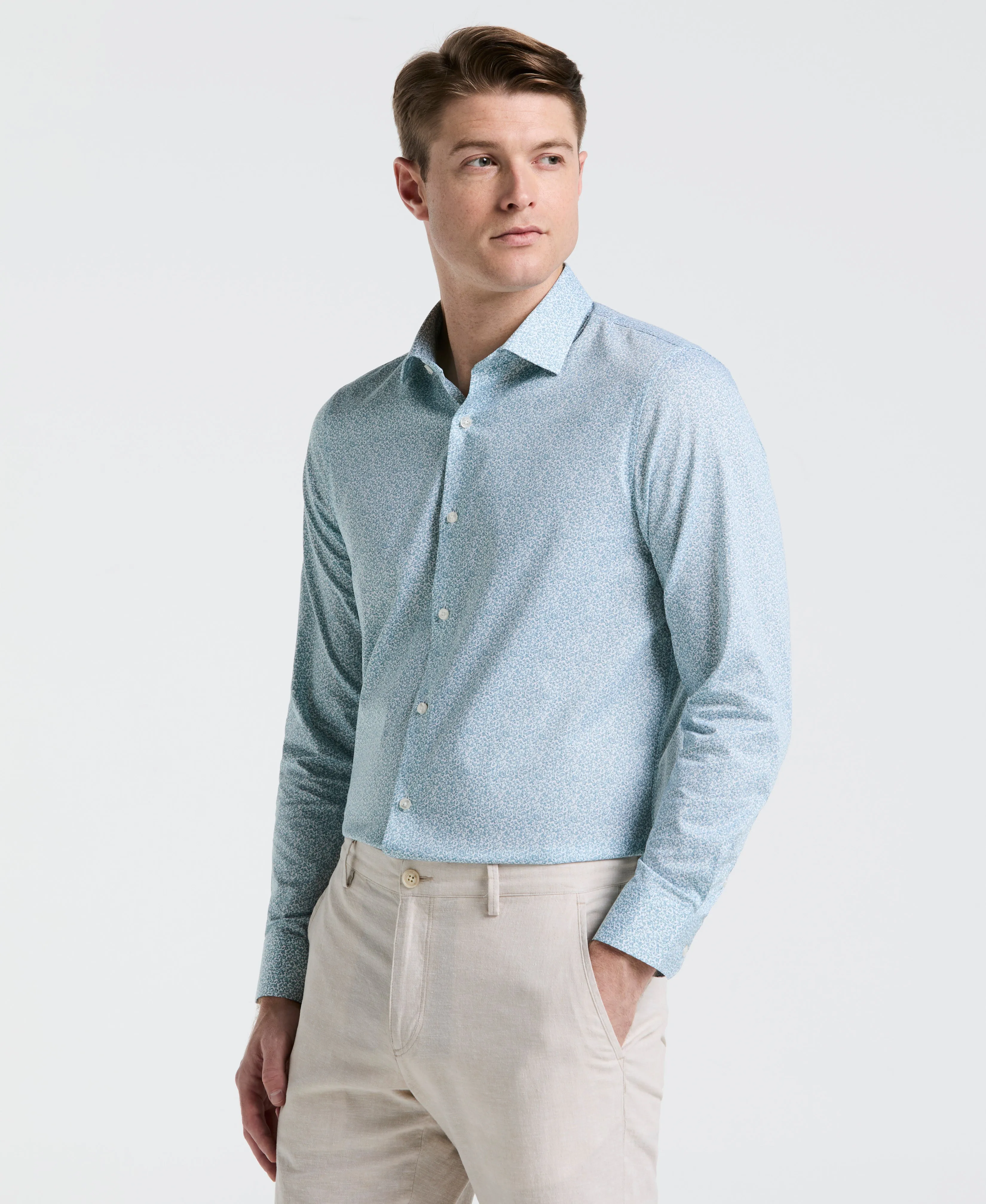 Stretch Floral Print Dress Shirt sold by Perry Ellis