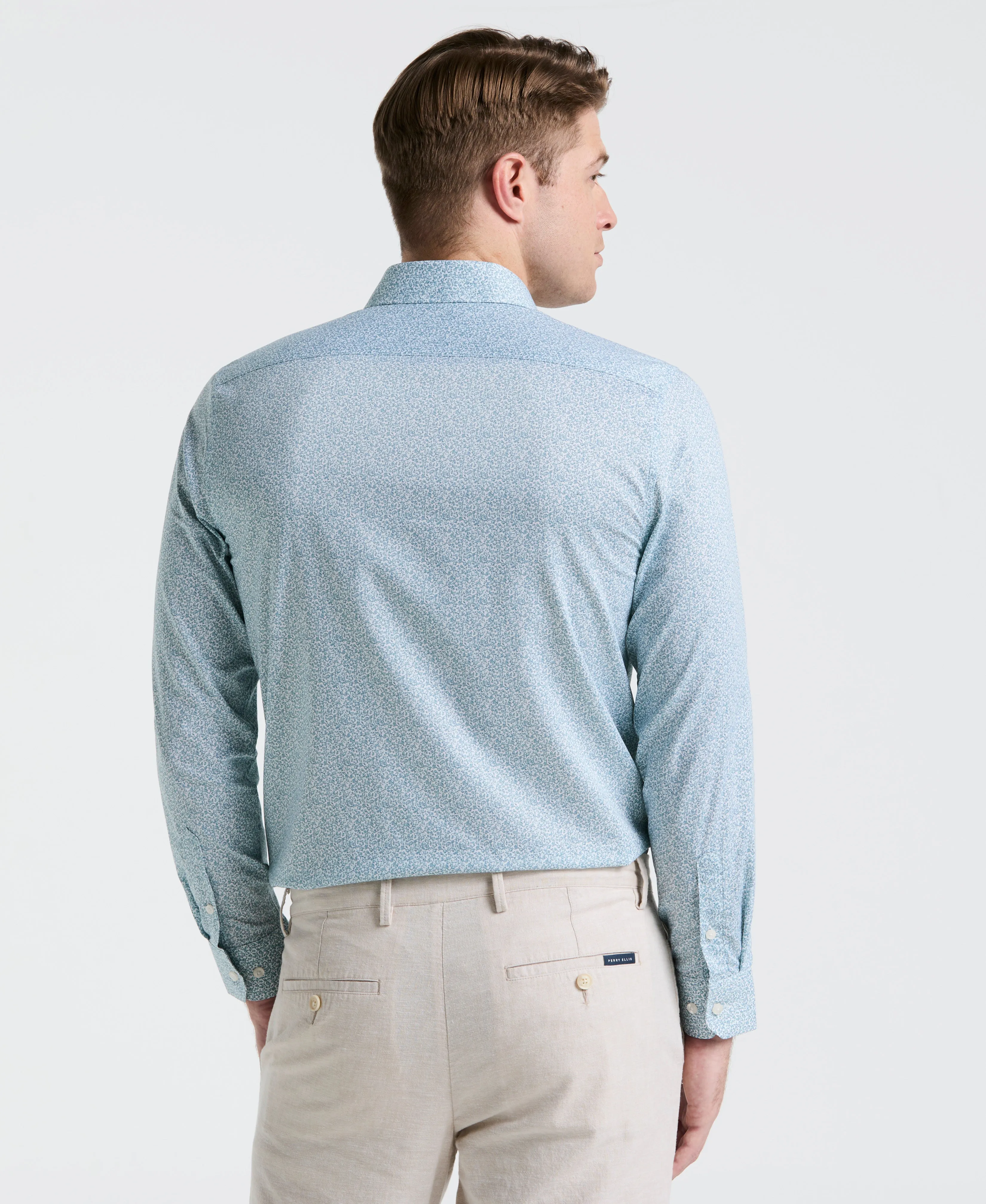 Stretch Floral Print Dress Shirt sold by Perry Ellis product image thumbnail 2