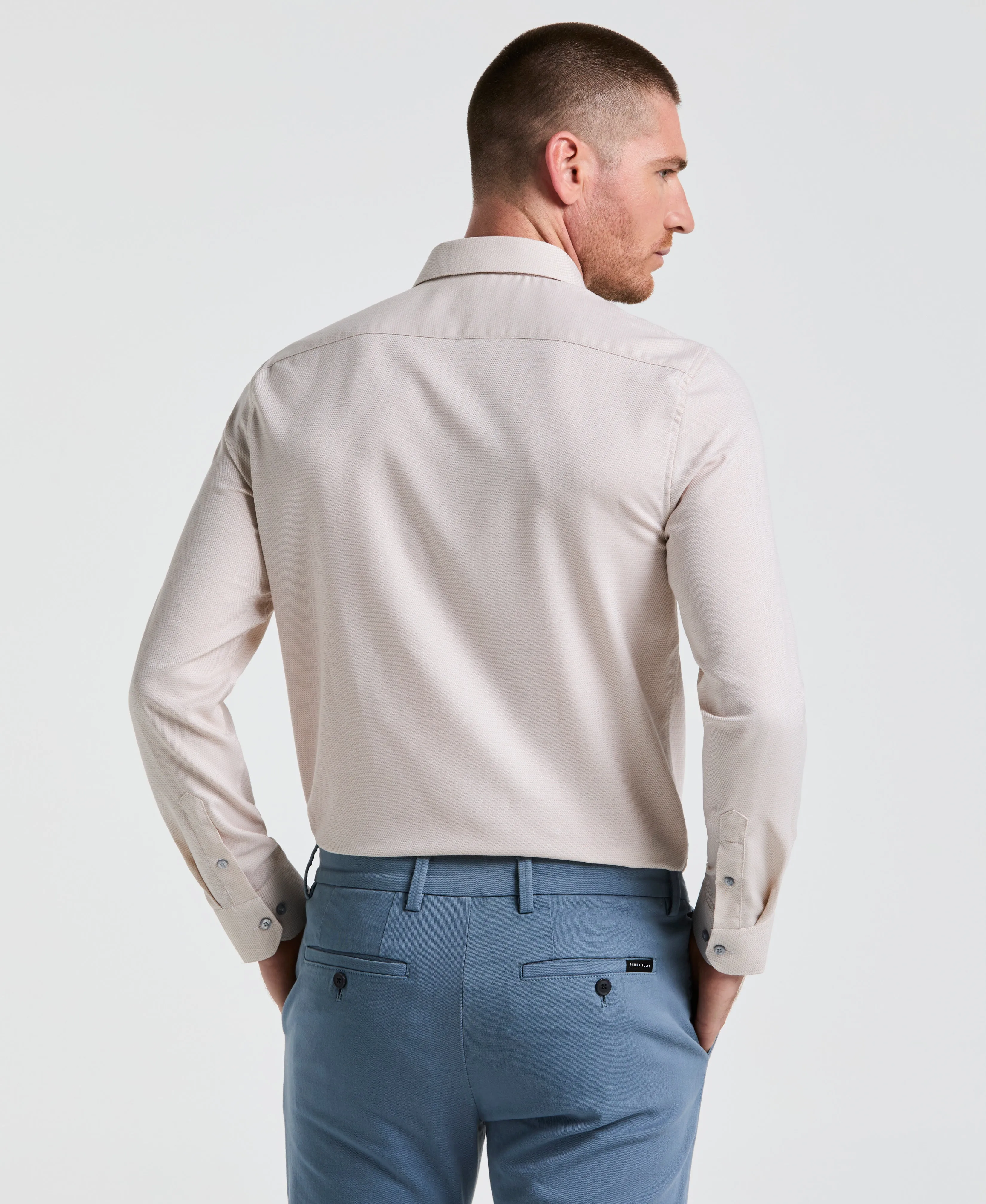 Dobby King Micro Print Dress Shirt sold by Perry Ellis product image thumbnail 2