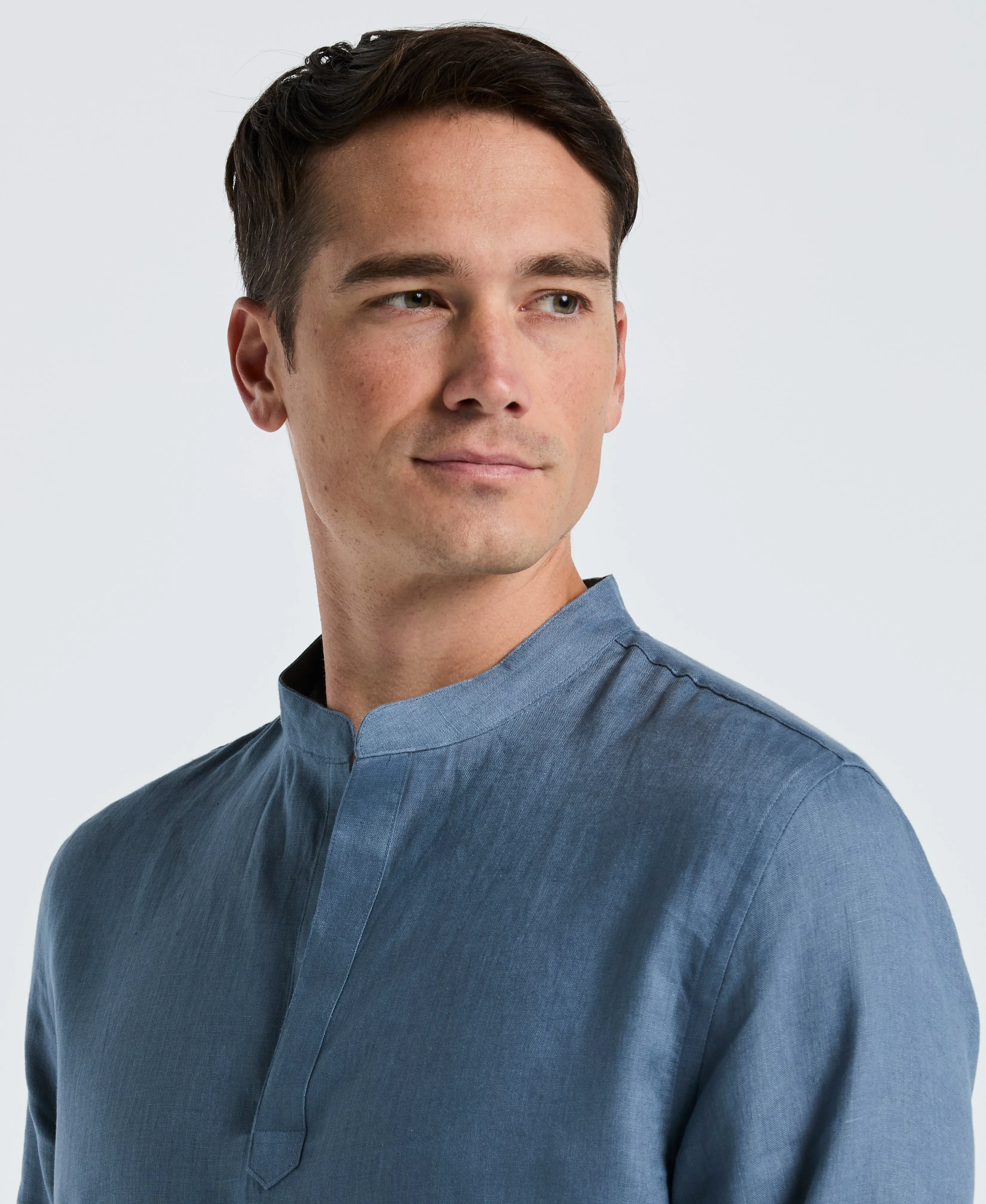 Solid Linen Popover Shirt sold by Perry Ellis product image thumbnail 3
