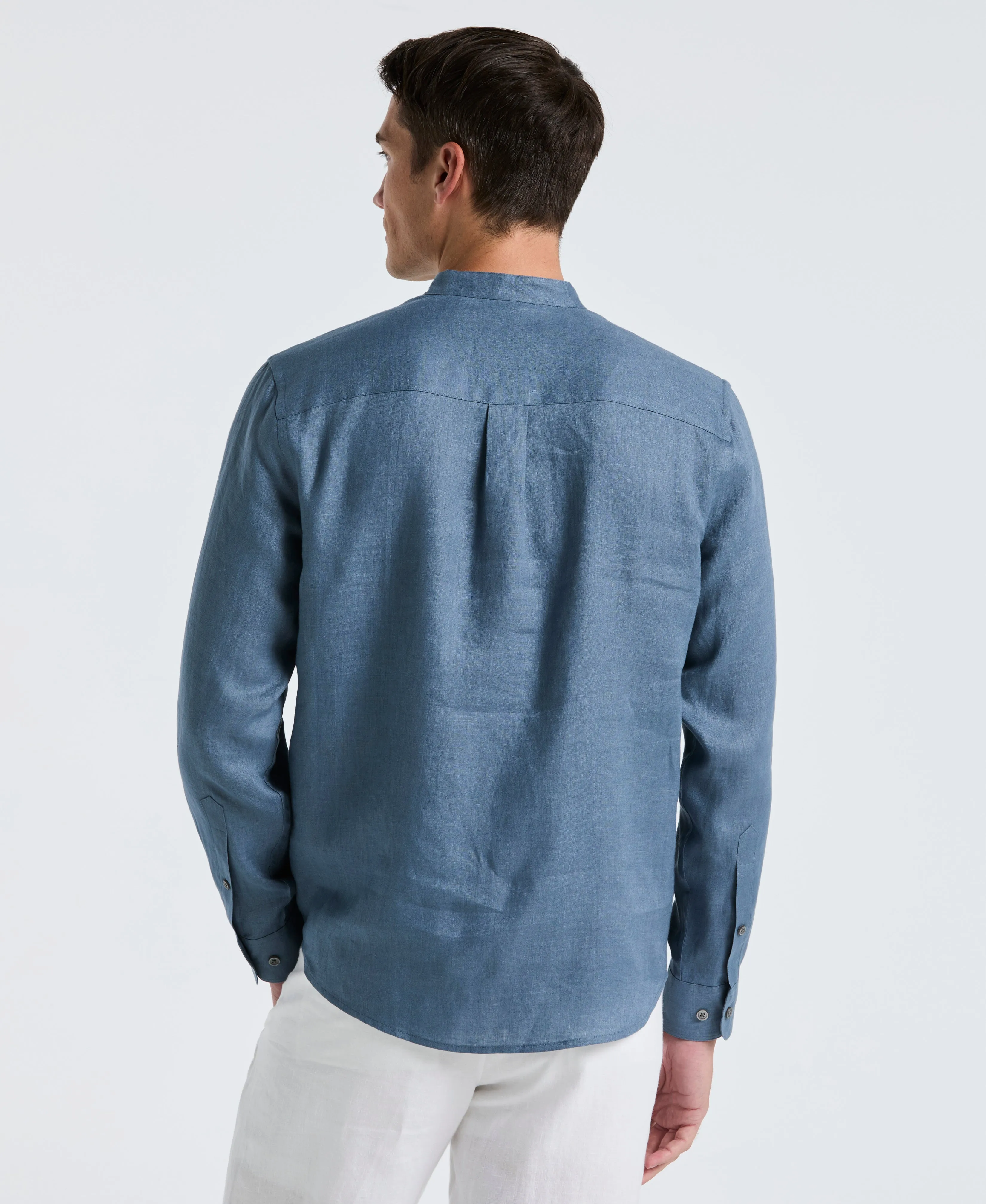 Solid Linen Popover Shirt sold by Perry Ellis product image thumbnail 2