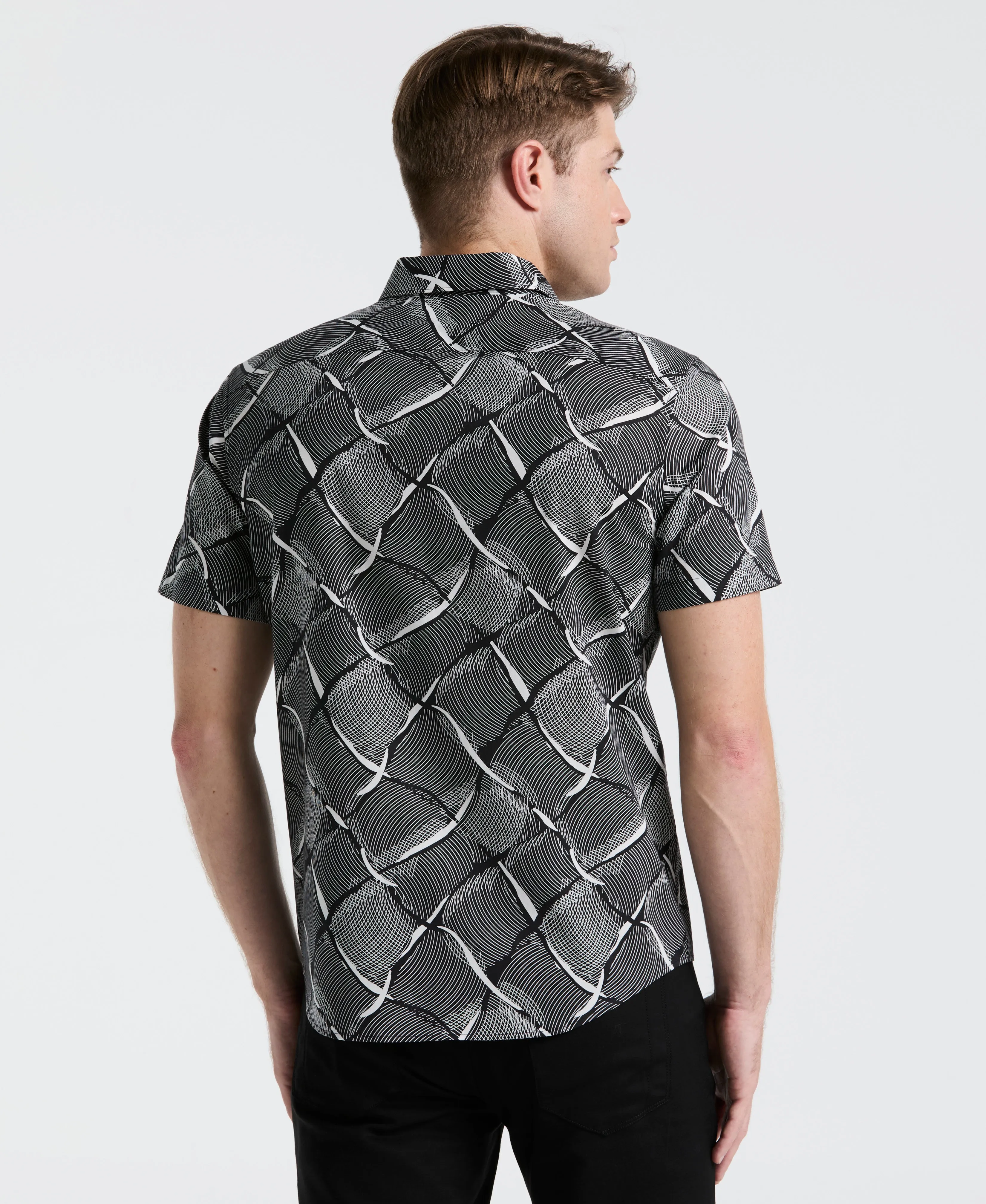Poplin Linework Grid Print Shirt sold by Perry Ellis product image thumbnail 2