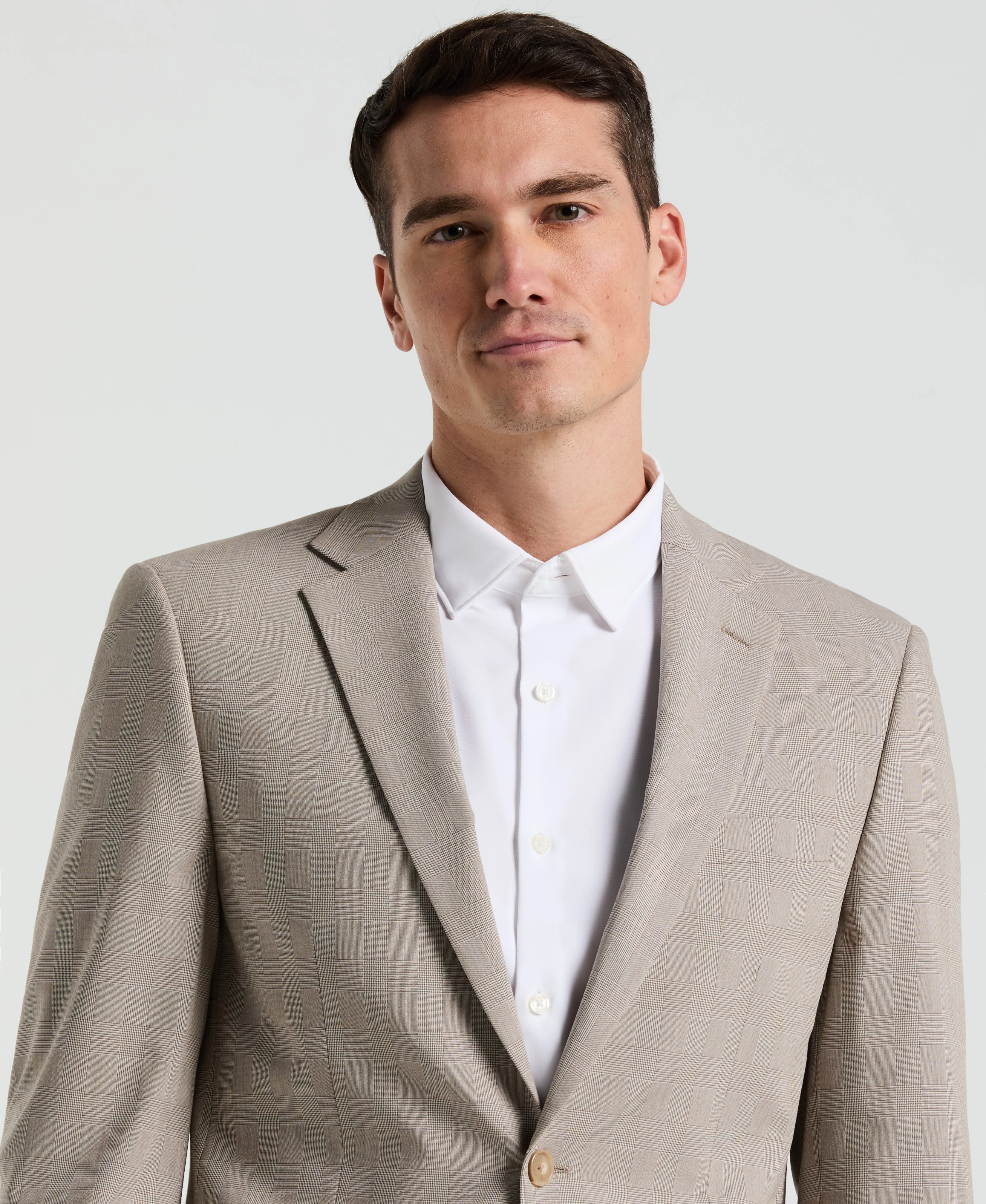 Slim Fit Tan Plaid Print Suit sold by Perry Ellis product image thumbnail 4