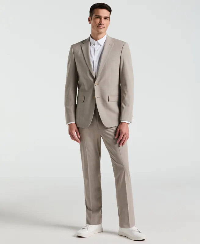 Slim Fit Tan Plaid Print Suit sold by Perry Ellis
