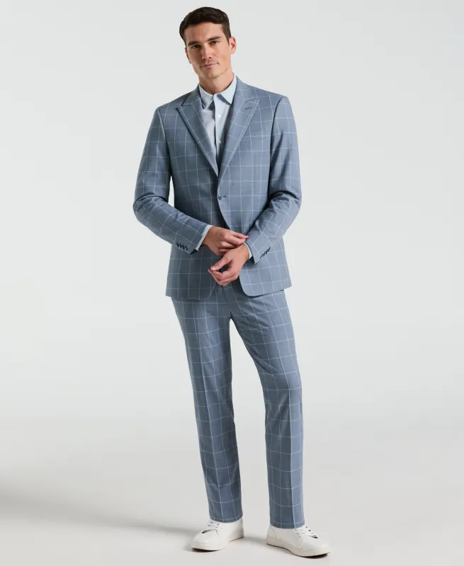 Slim Fit Blue Windowpane Pattern Suit sold by Perry Ellis