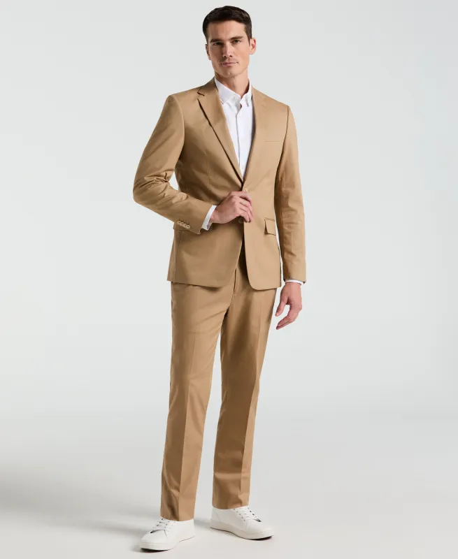 Slim Fit Tan Solid Cotton Blend Suit sold by Perry Ellis
