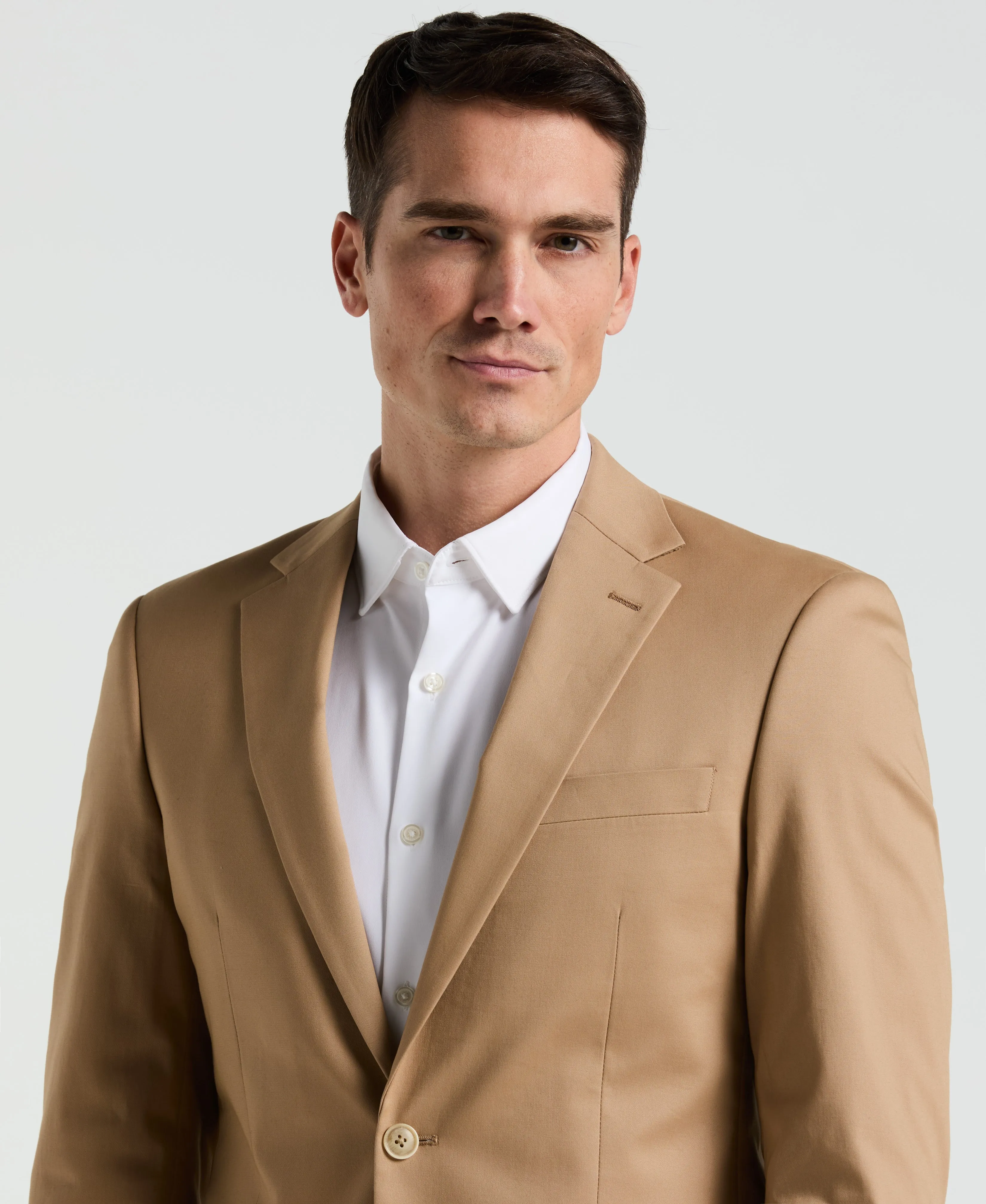 Slim Fit Tan Solid Cotton Blend Suit sold by Perry Ellis product image thumbnail 4
