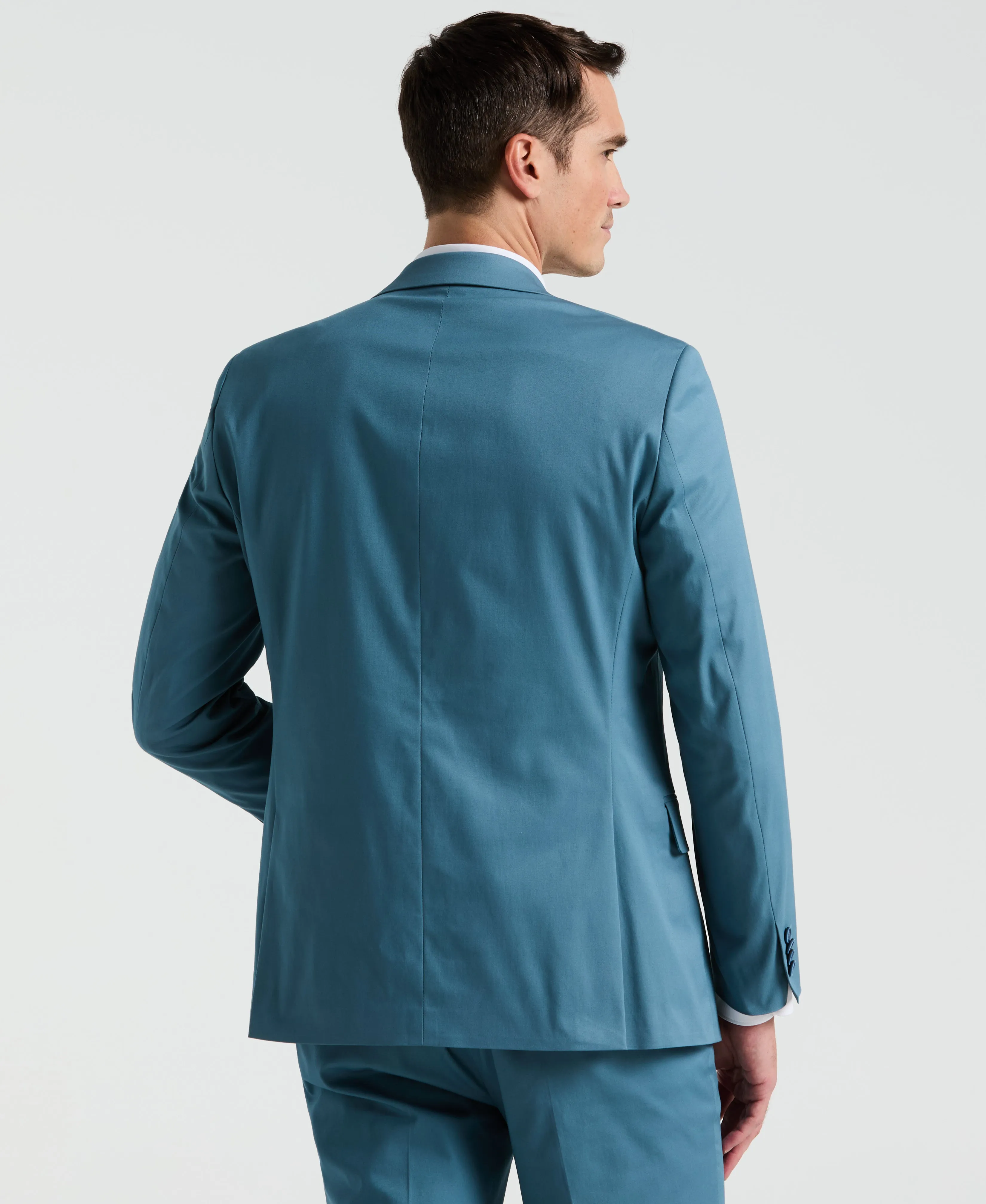Slim Fit Teal Solid Cotton Blend Suit sold by Perry Ellis product image thumbnail 3