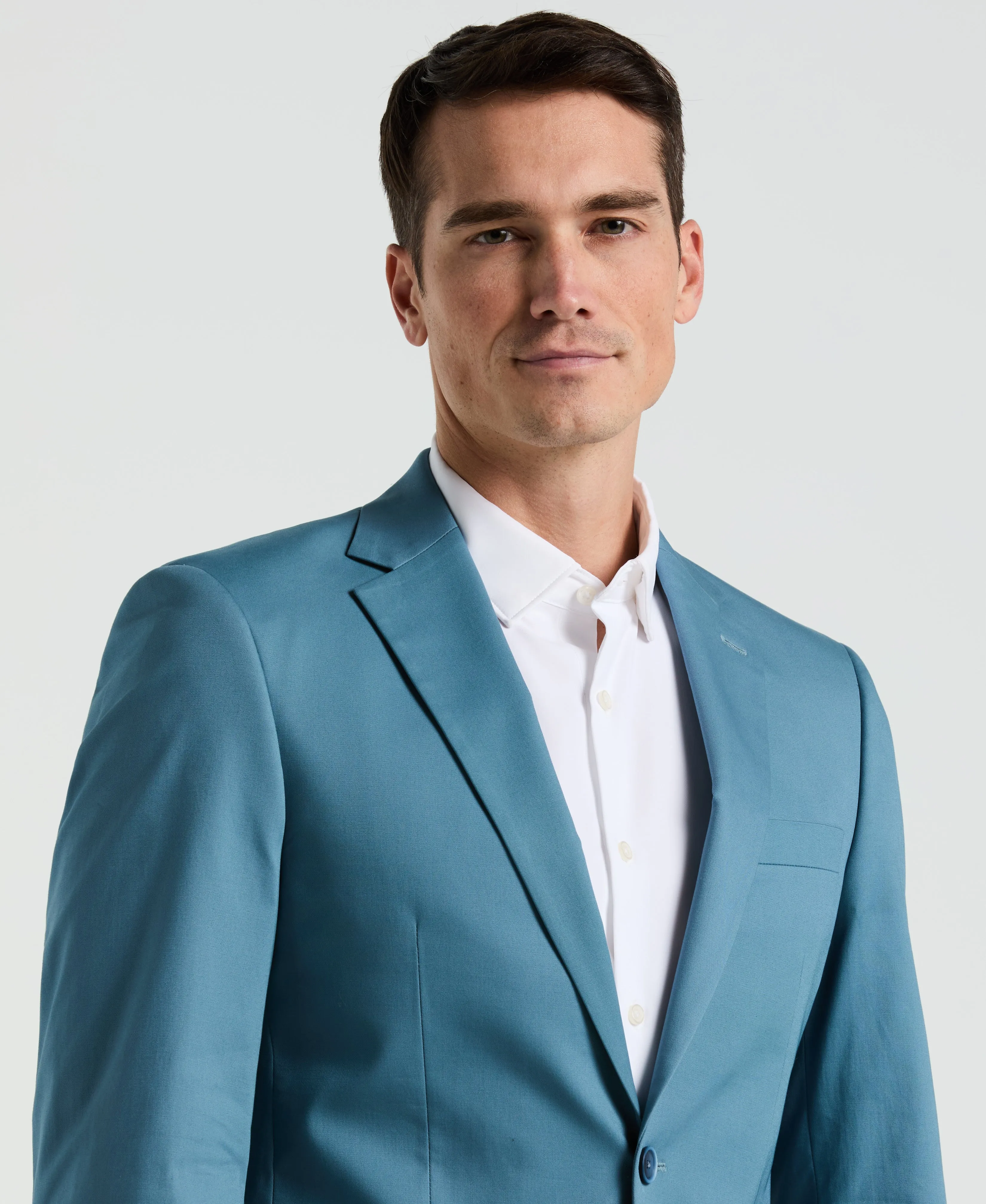 Slim Fit Teal Solid Cotton Blend Suit sold by Perry Ellis product image thumbnail 4