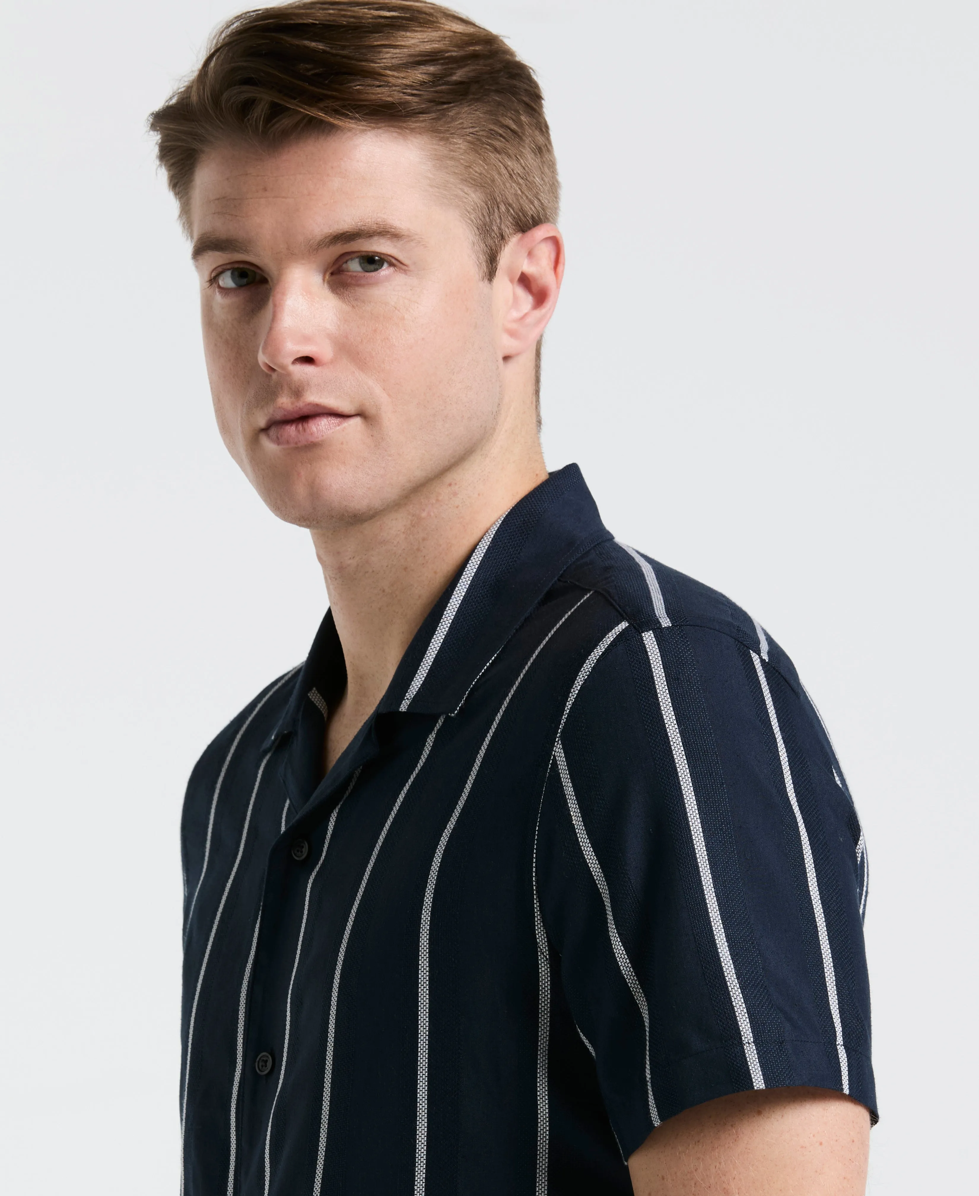 EcoVero™ Striped Camp Collar Shirt sold by Perry Ellis product image thumbnail 3