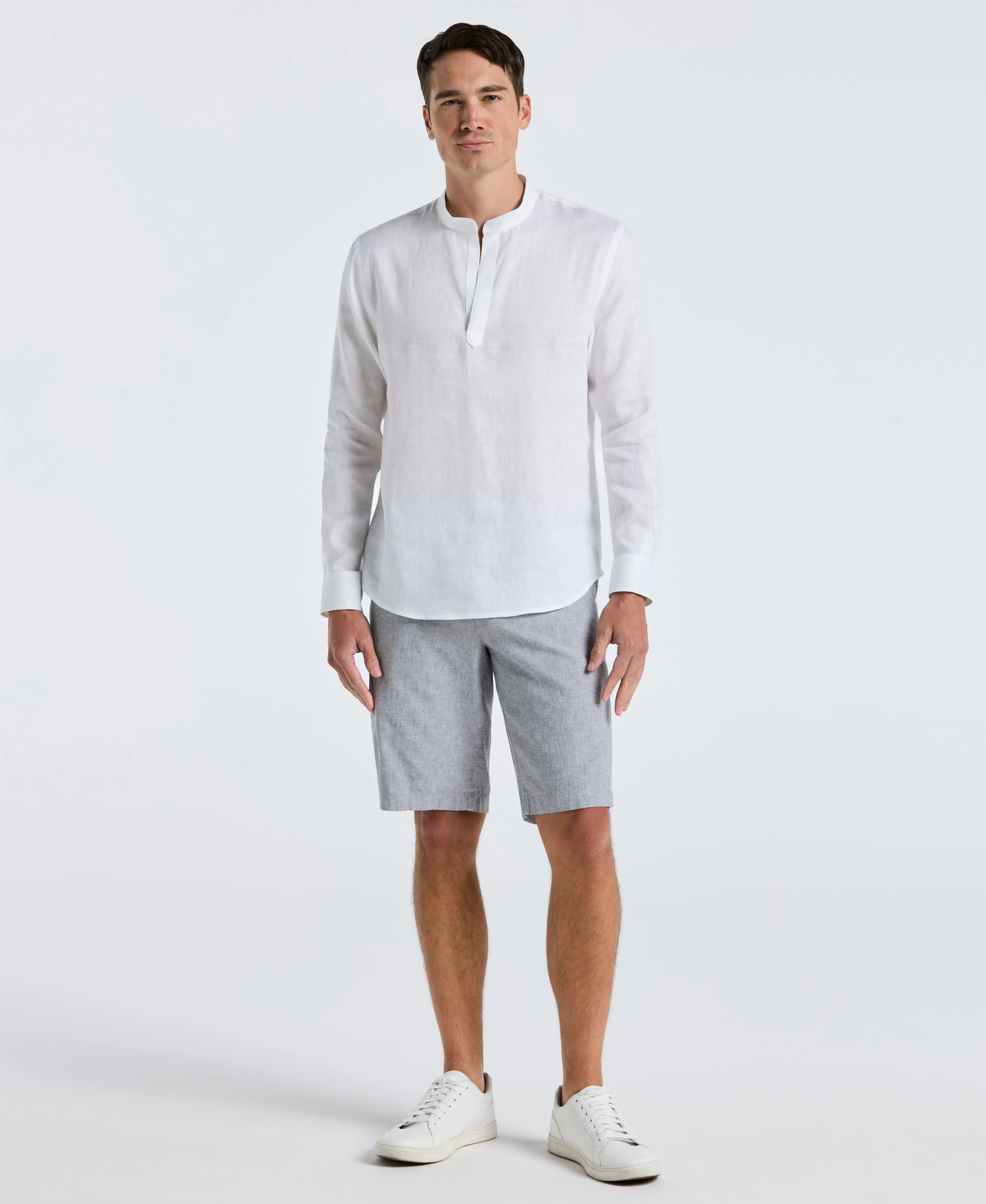 Solid Linen Popover Shirt sold by Perry Ellis product image thumbnail 4