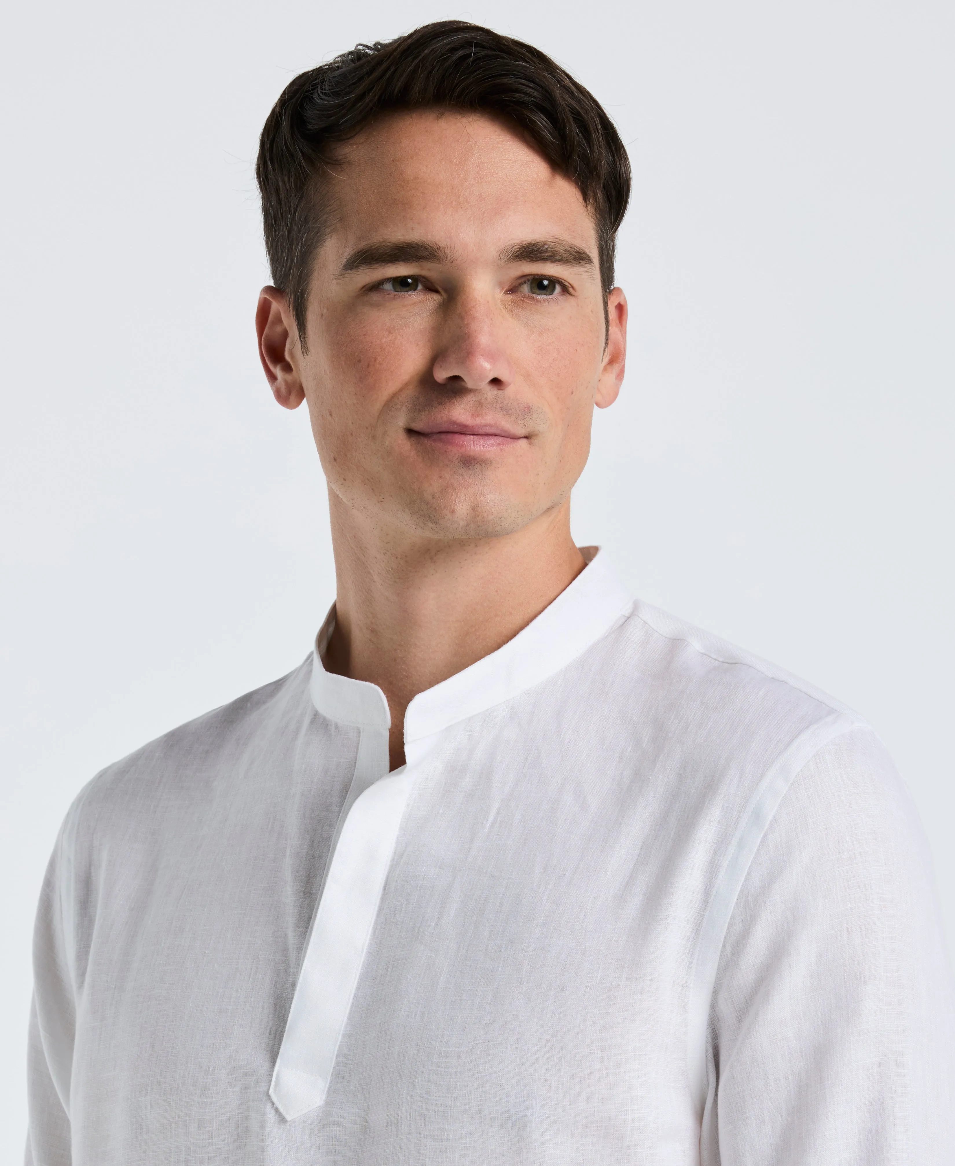 Solid Linen Popover Shirt sold by Perry Ellis product image thumbnail 3