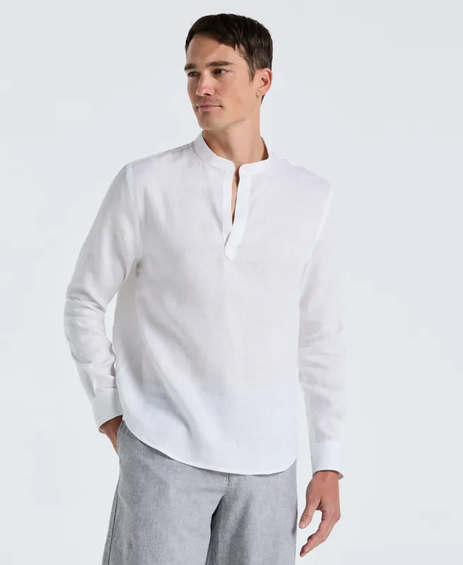 Solid Linen Popover Shirt sold by Perry Ellis