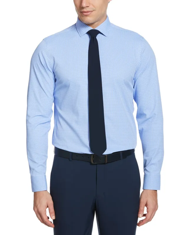 Slim Fit Blue Check Dress Shirt made by Perry Ellis