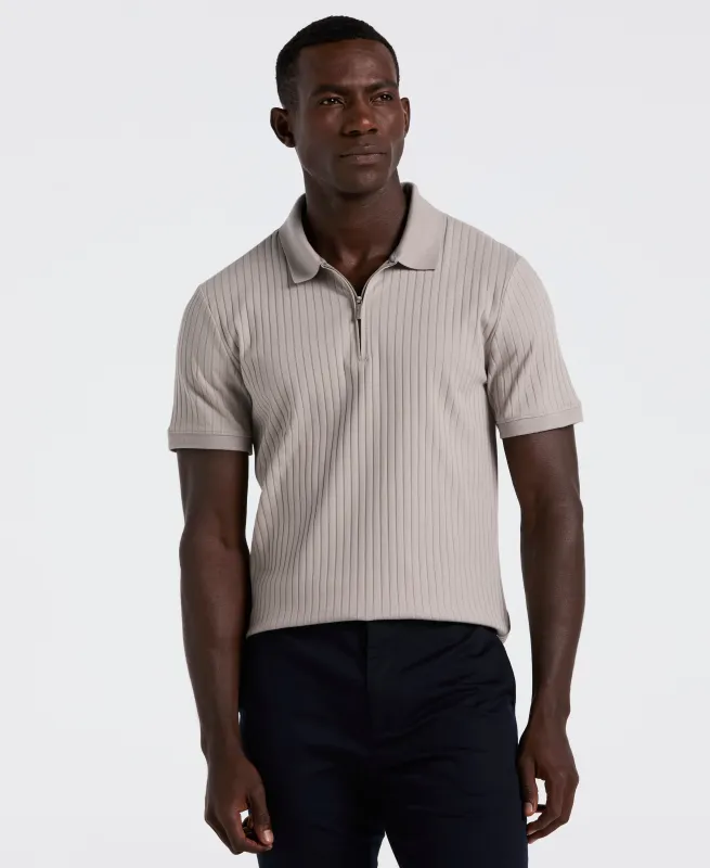 Ribbed Quarter Zip Polo sold by Perry Ellis