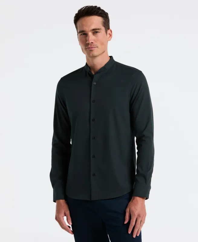 Untucked Total Stretch Slim Fit Banded Collar Shirt - Green sold by Perry Ellis