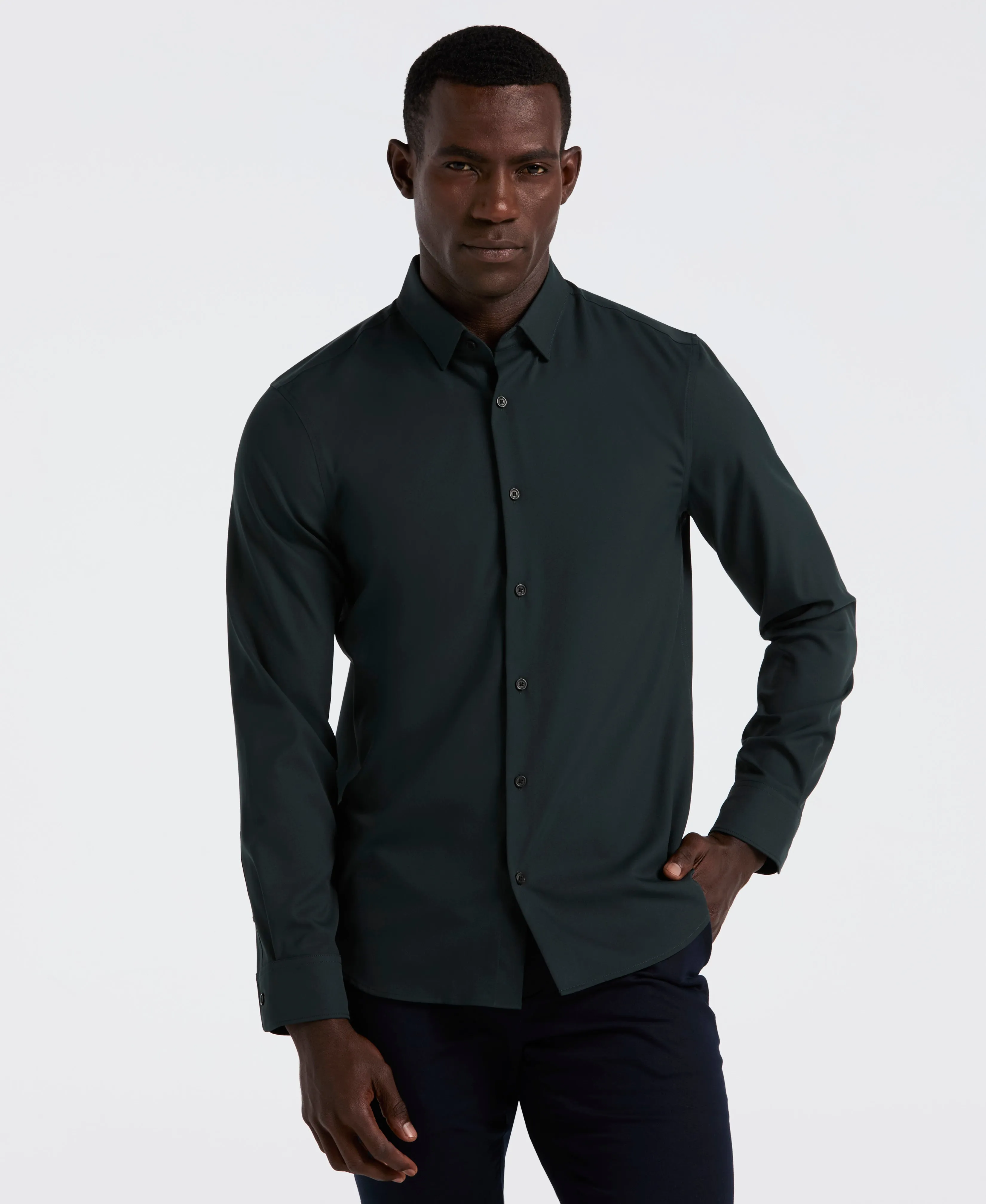 Untucked Total Stretch Slim Fit Shirt sold by Perry Ellis