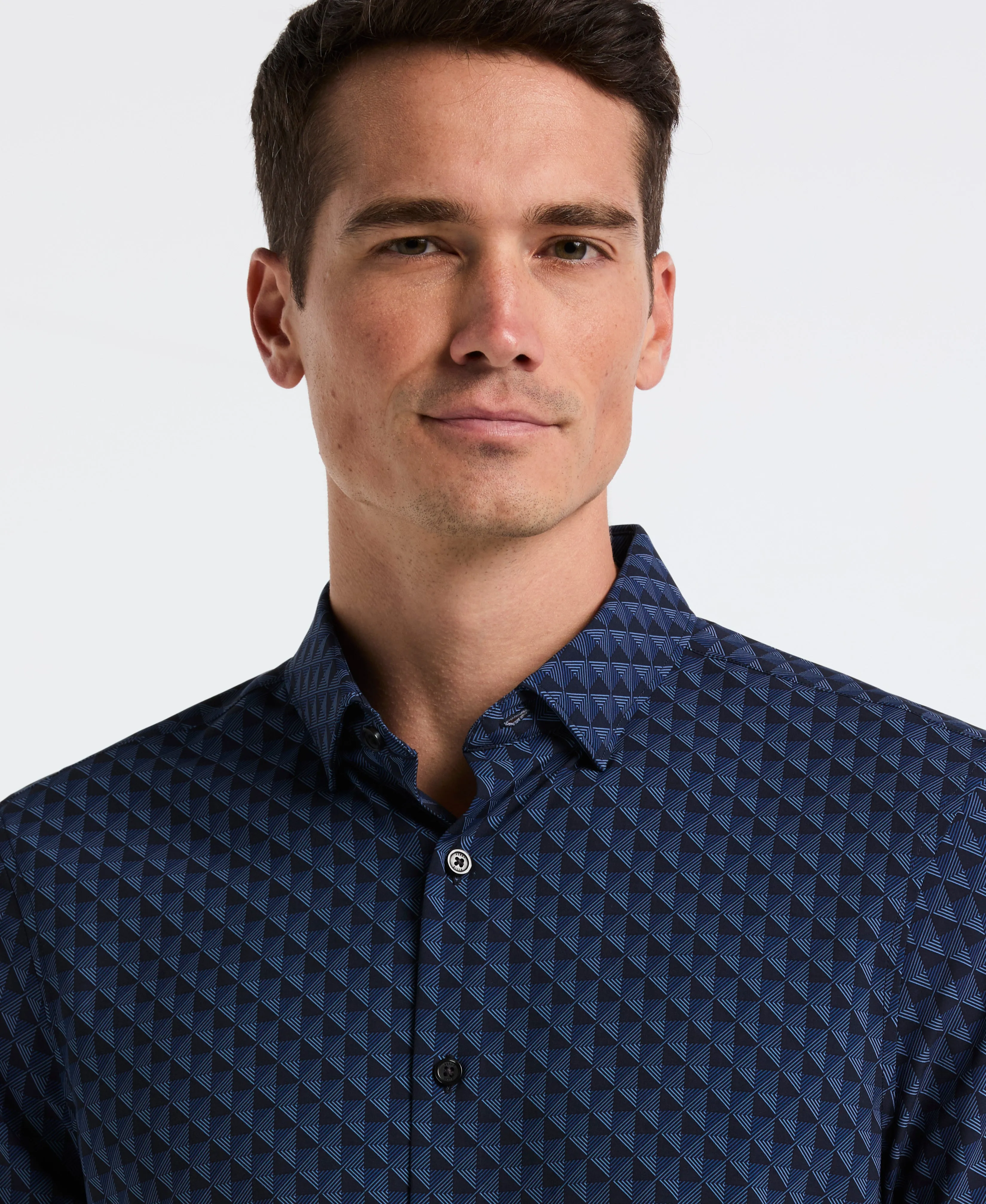Slim Fit Total Stretch Diamond Geo Print Shirt sold by Perry Ellis product image thumbnail 3