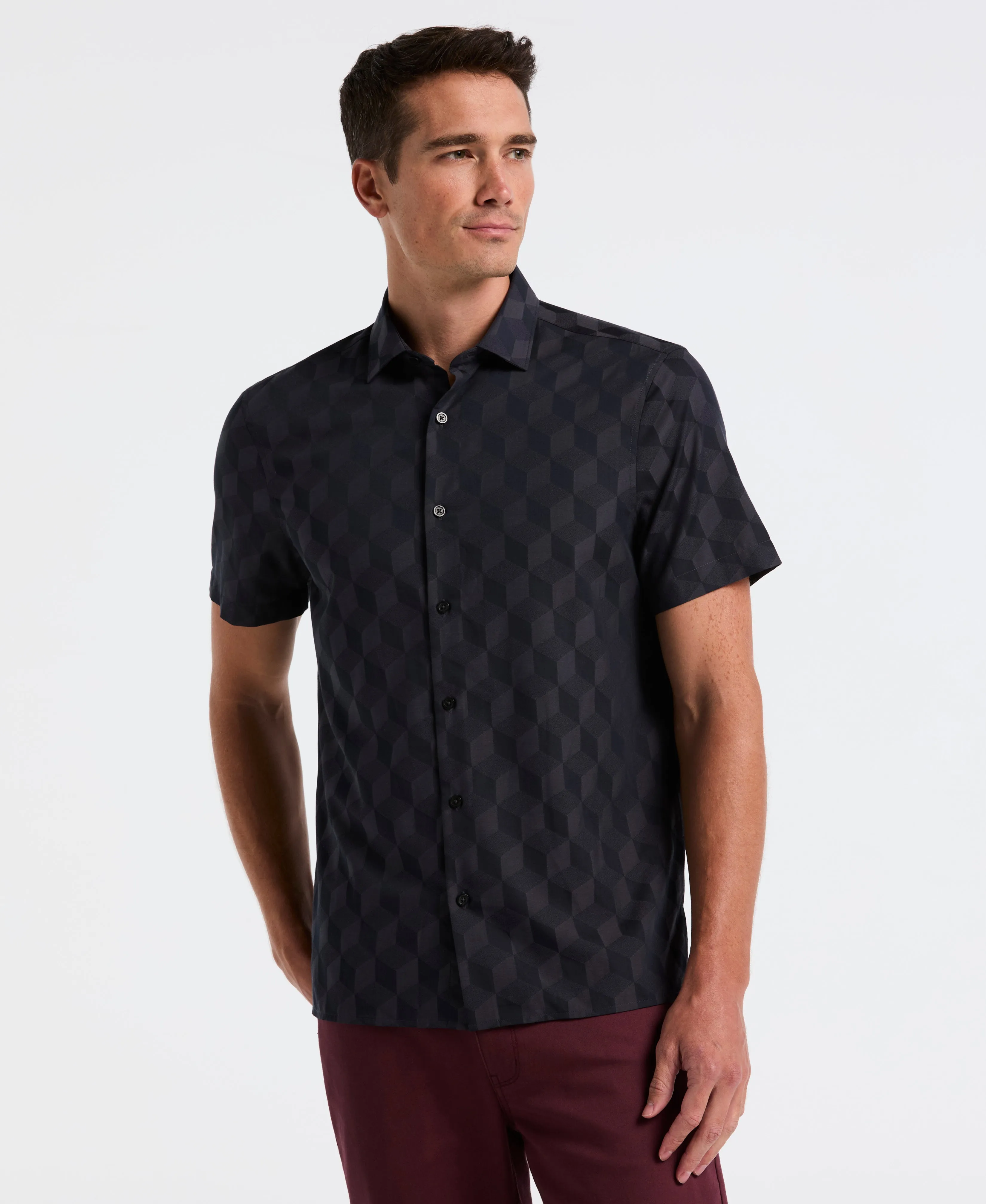 Cube Geo Jacquard Print Shirt sold by Perry Ellis