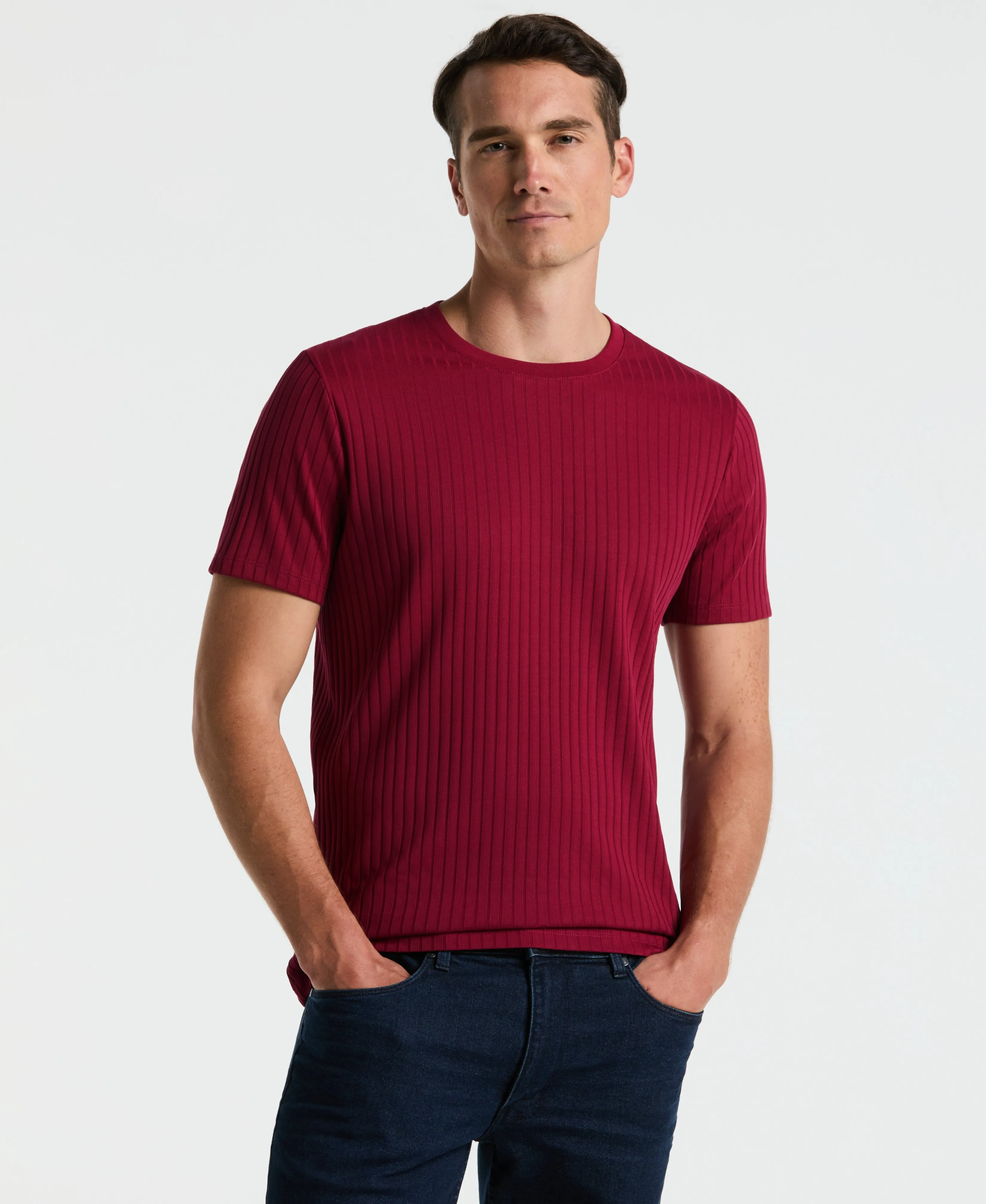 Ribbed Crew Neck Tee sold by Perry Ellis