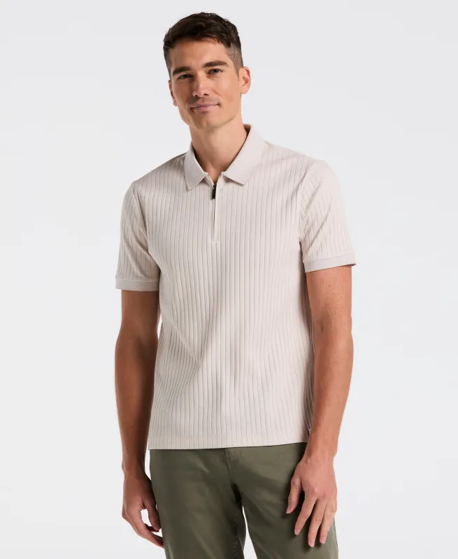 Ribbed Quarter Zip Heathered Polo sold by Perry Ellis