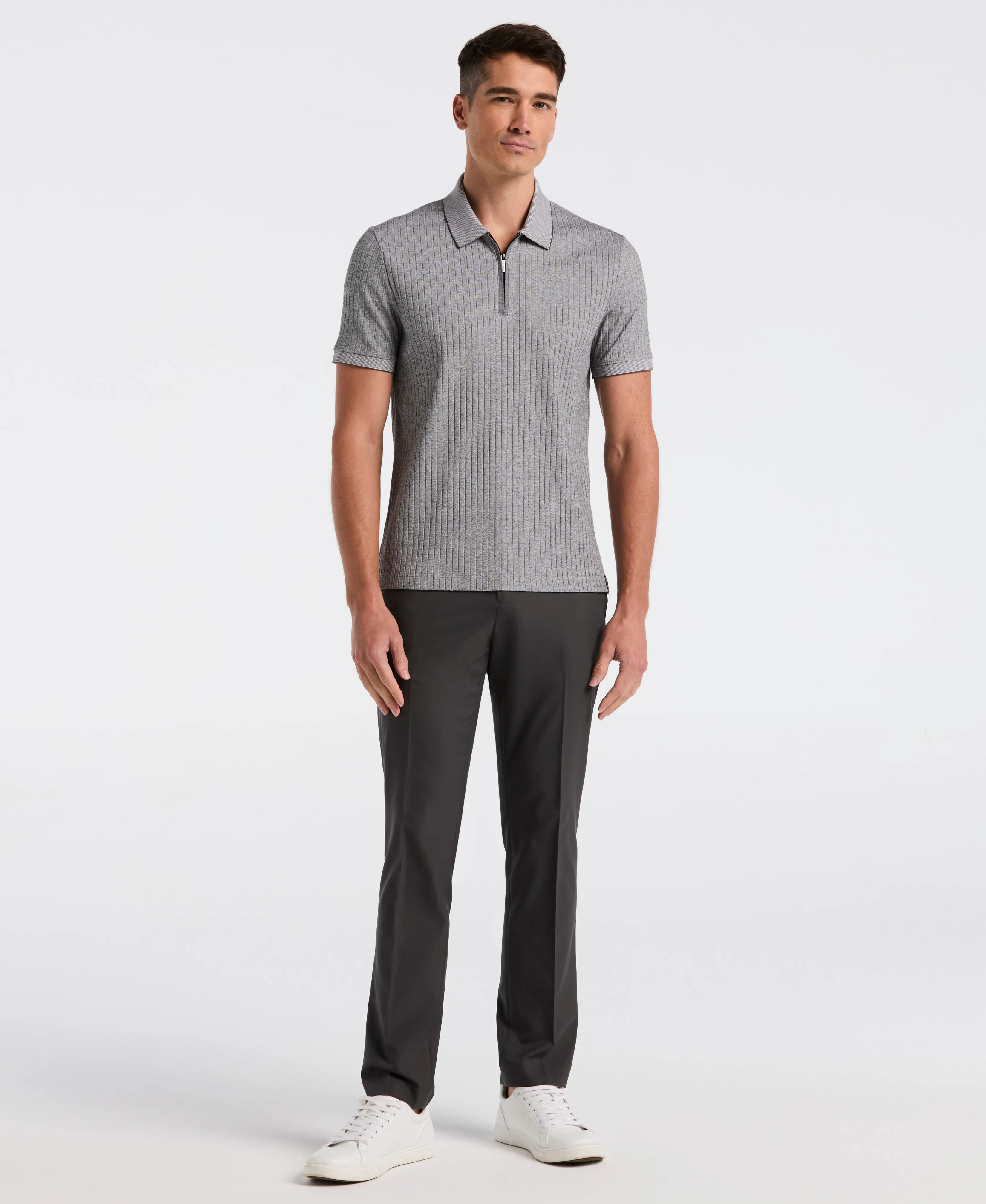 Ribbed Quarter Zip Heathered Polo sold by Perry Ellis product image thumbnail 4
