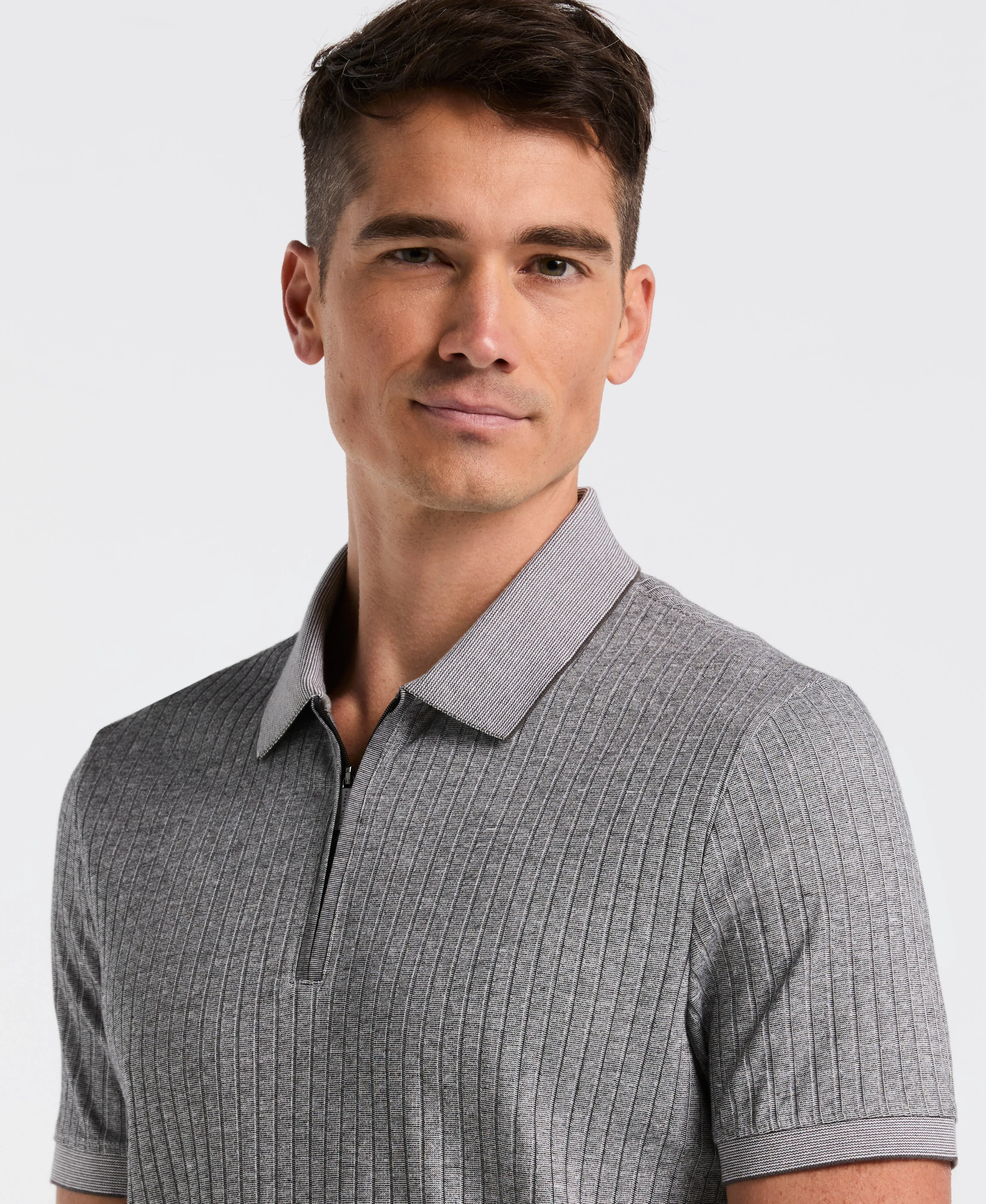 Ribbed Quarter Zip Heathered Polo sold by Perry Ellis product image thumbnail 3