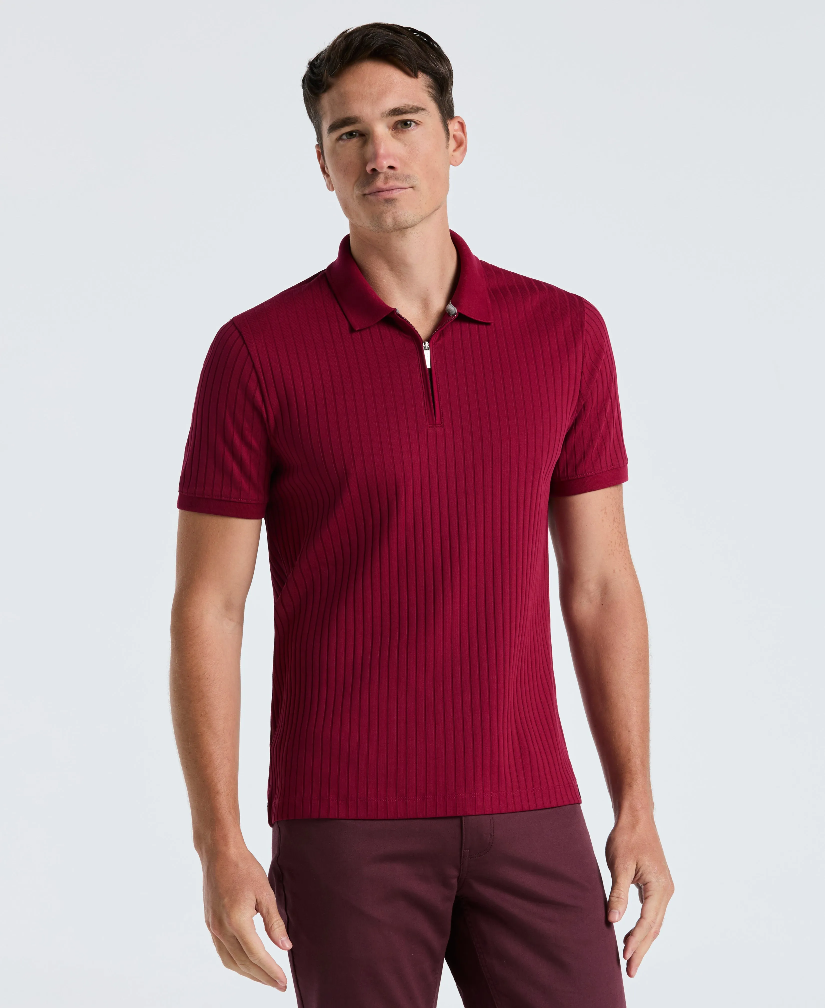 Ribbed Quarter Zip Polo sold by Perry Ellis