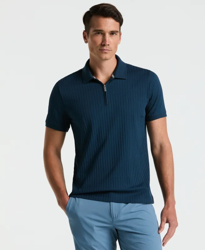 Ribbed Quarter Zip Polo sold by Perry Ellis