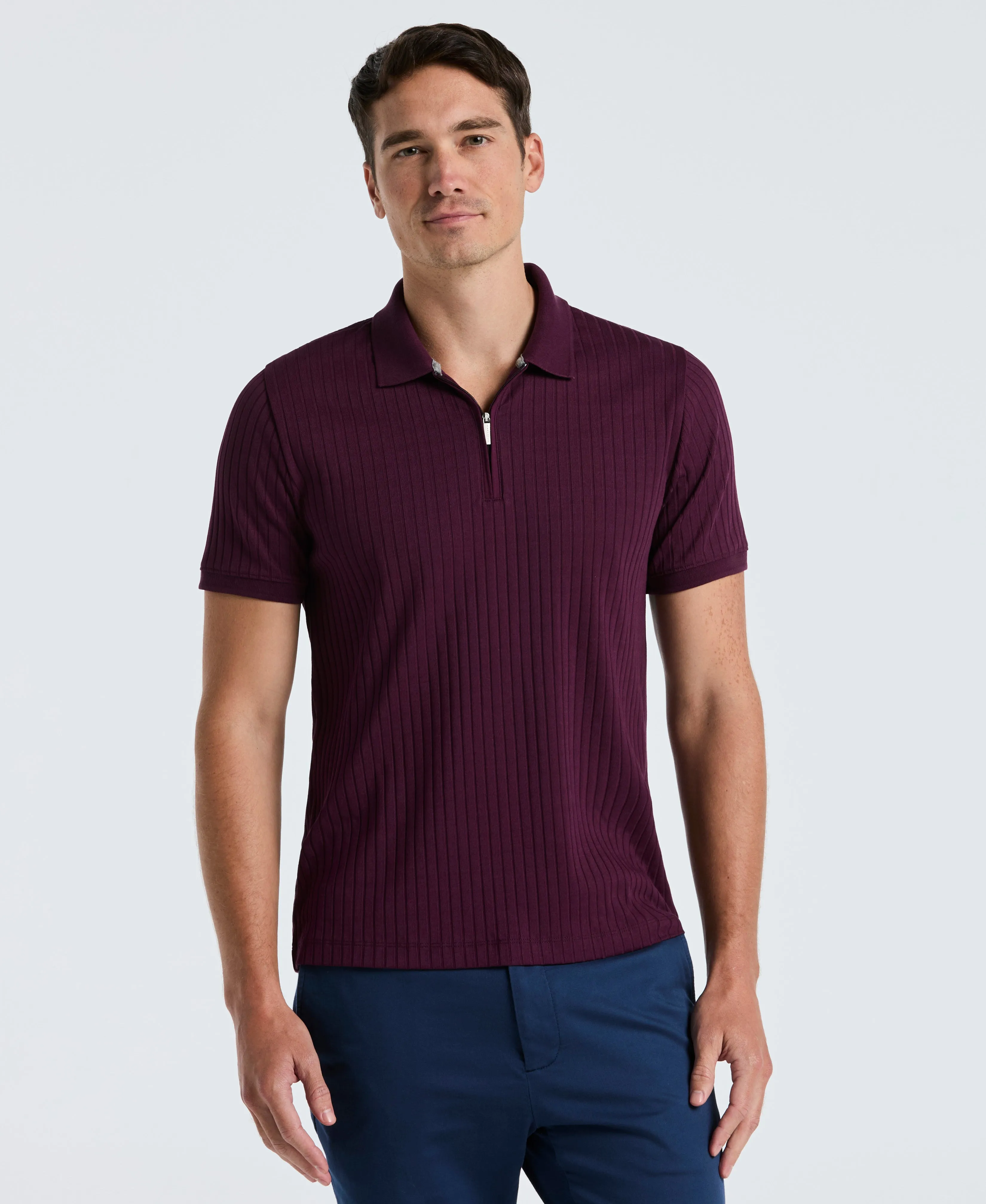 Ribbed Quarter Zip Polo sold by Perry Ellis