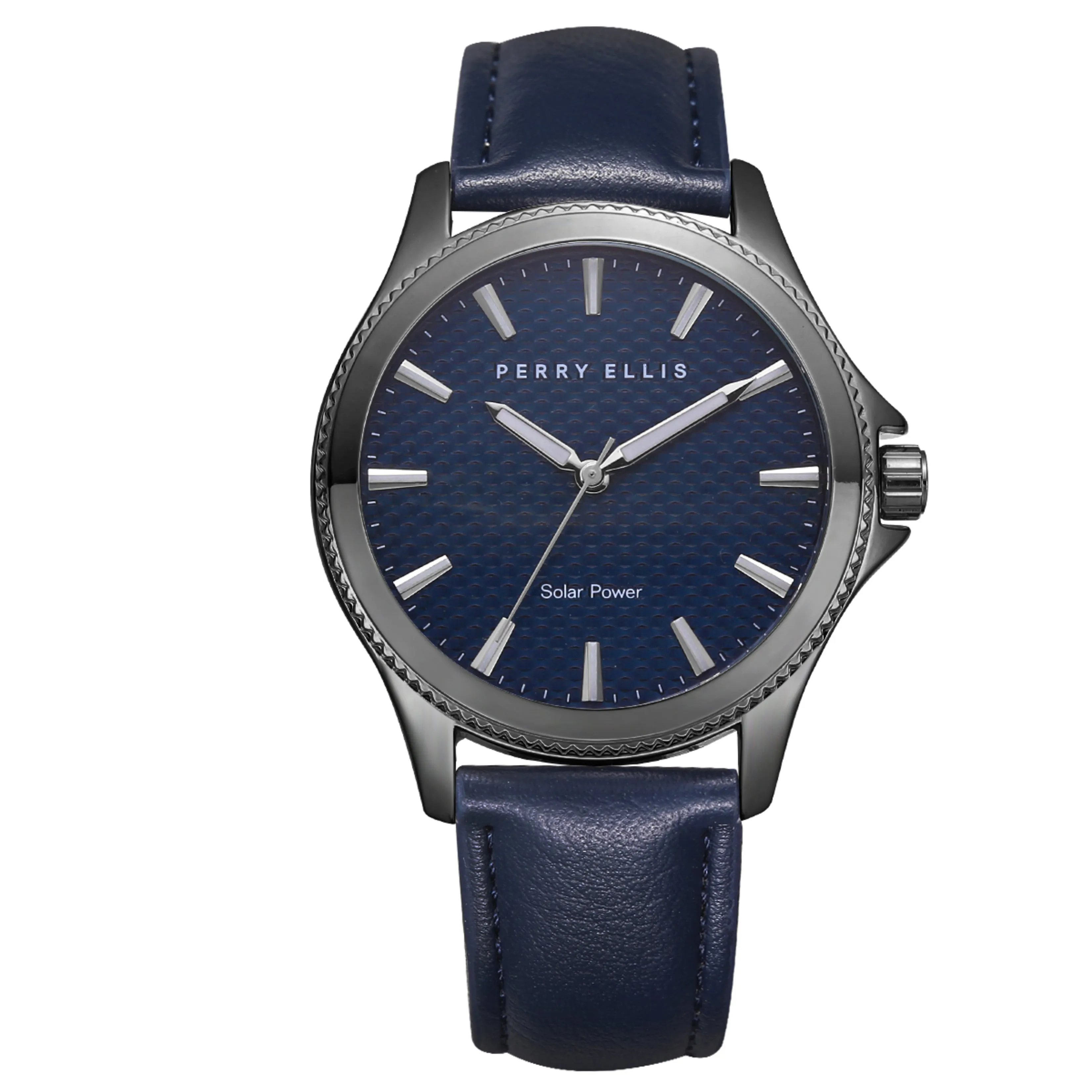 Solar Powered Vegan Navy Leather Watch sold by Perry Ellis