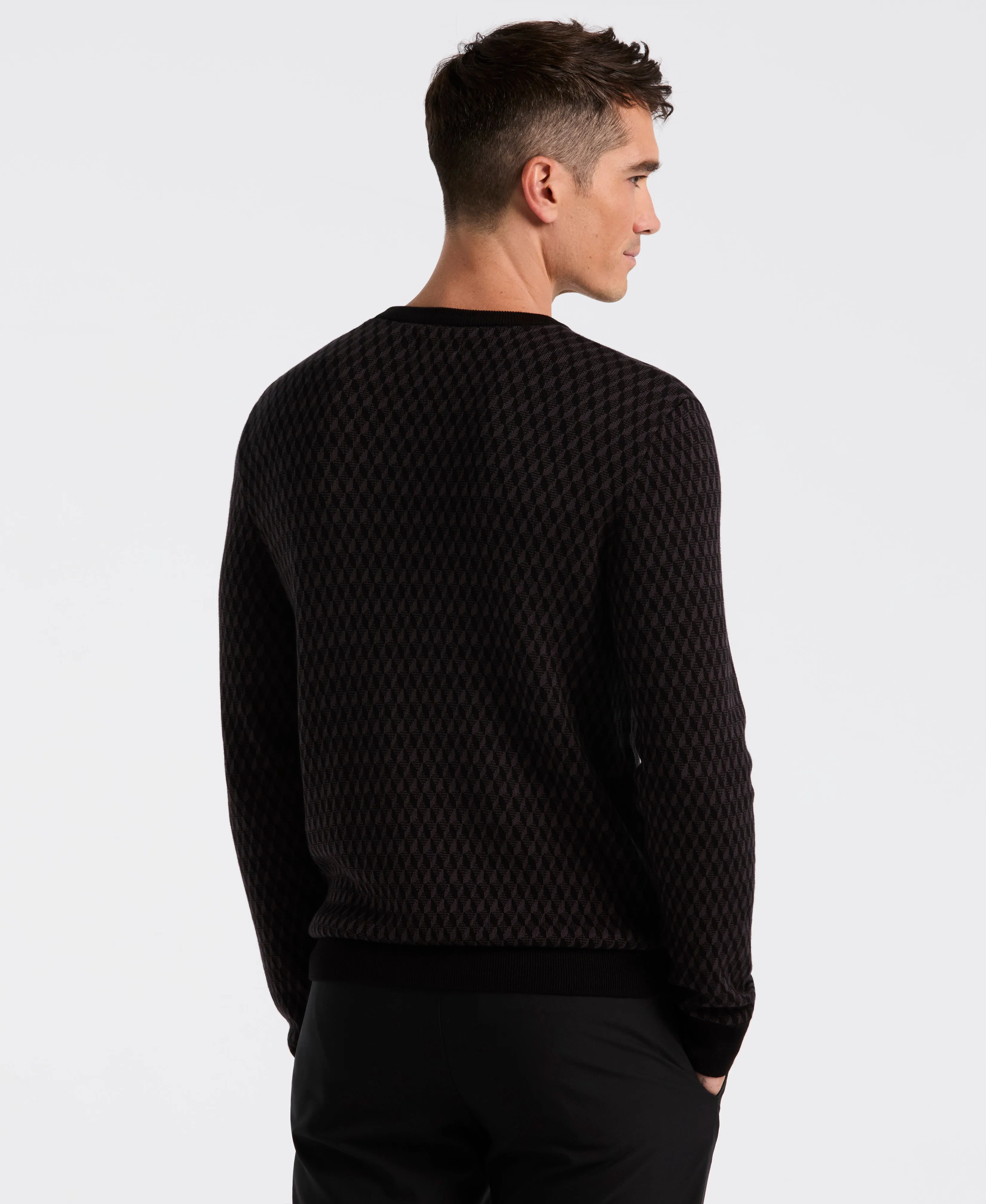 Cotton Blend Geo Jacquard Crew Neck Sweater sold by Perry Ellis product image thumbnail 2