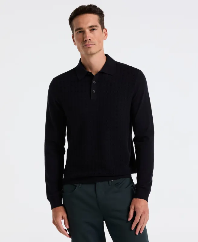 Textured Front Polo Sweater sold by Perry Ellis