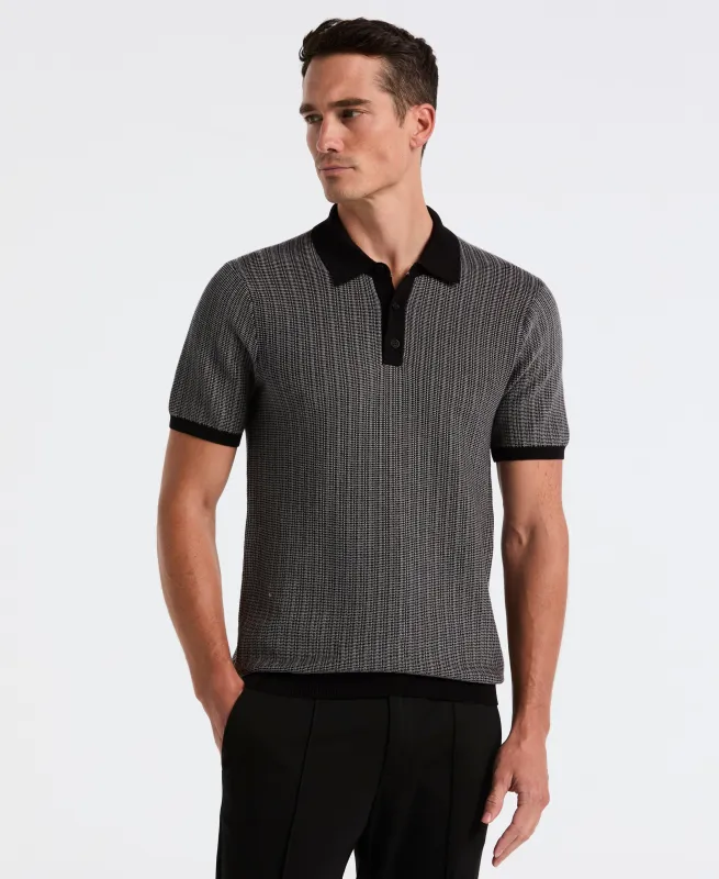 Mini Geo Jacquard Polo Sweater sold by Perry Ellis