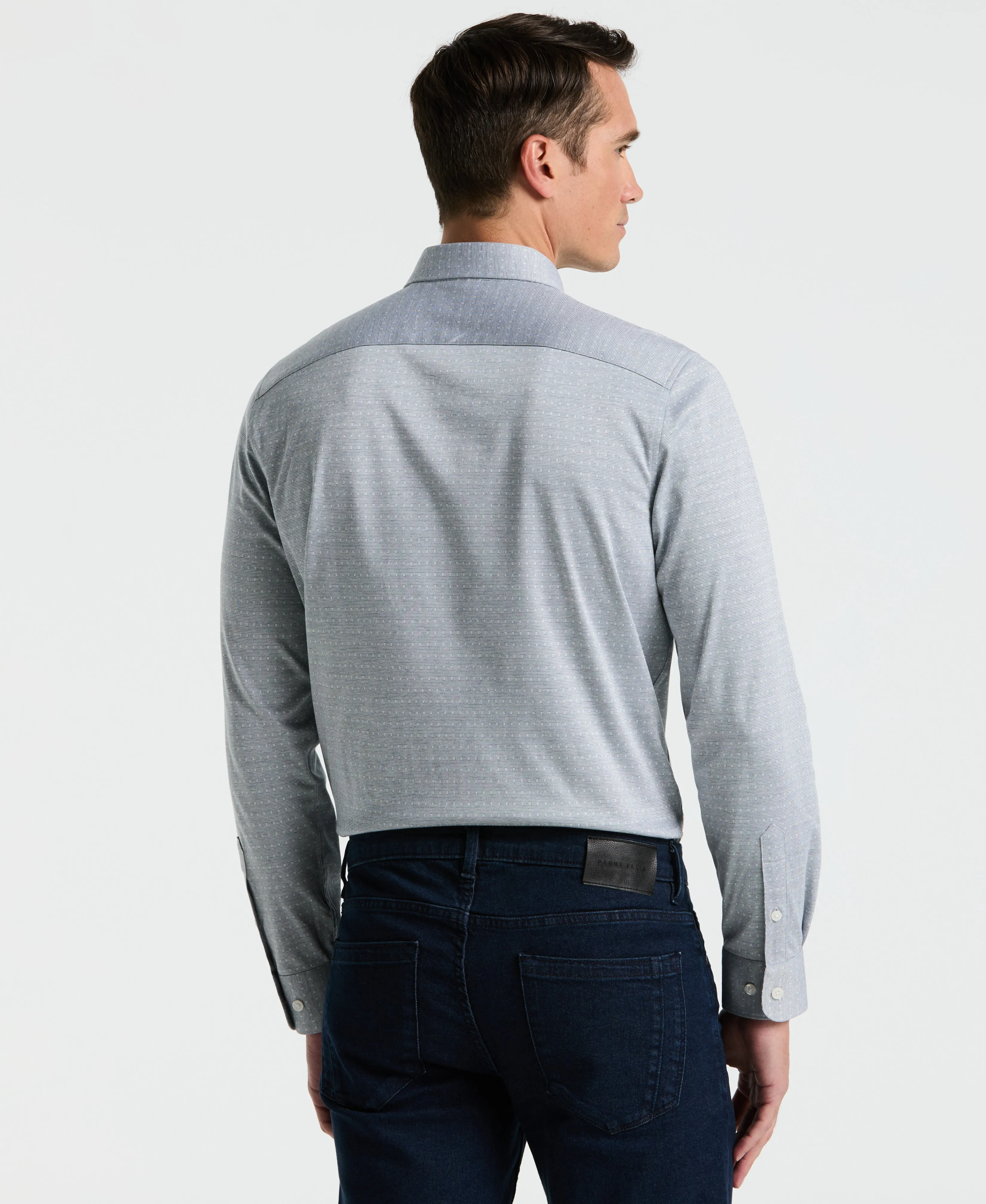 Slim Fit Dobby Knit Shirt sold by Perry Ellis product image thumbnail 4