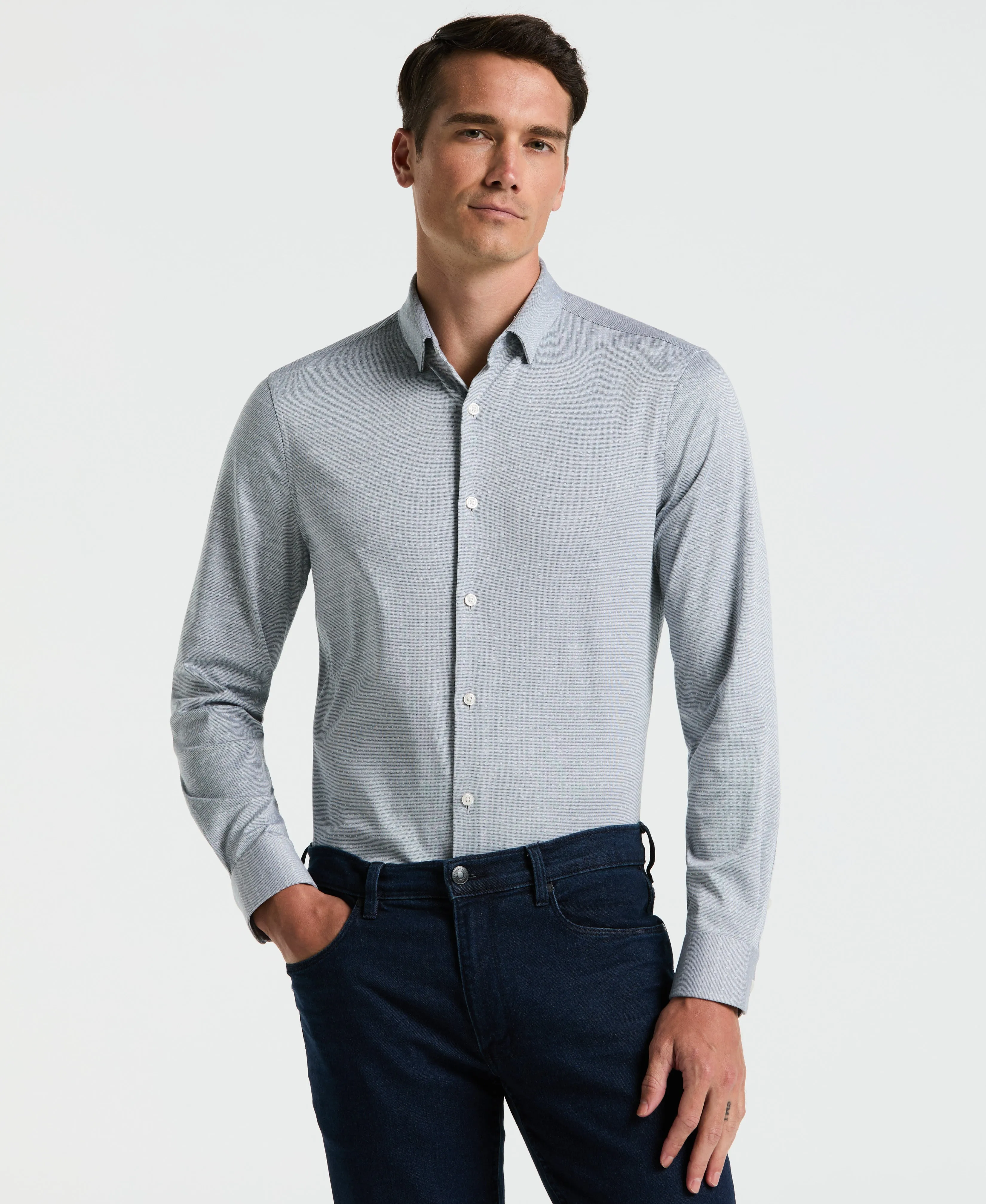 Slim Fit Dobby Knit Shirt sold by Perry Ellis