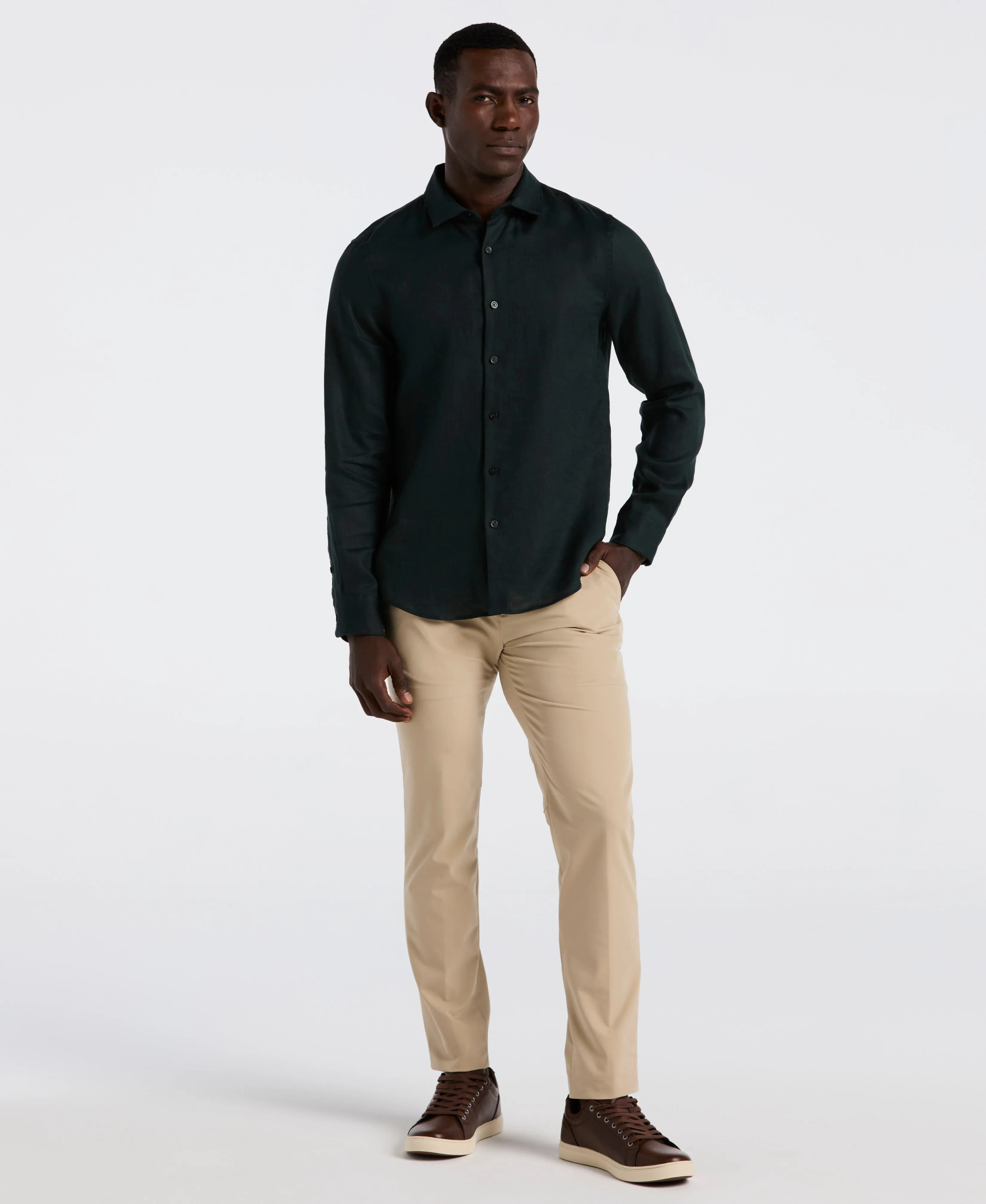 Solid Linen Shirt sold by Perry Ellis product image thumbnail 4