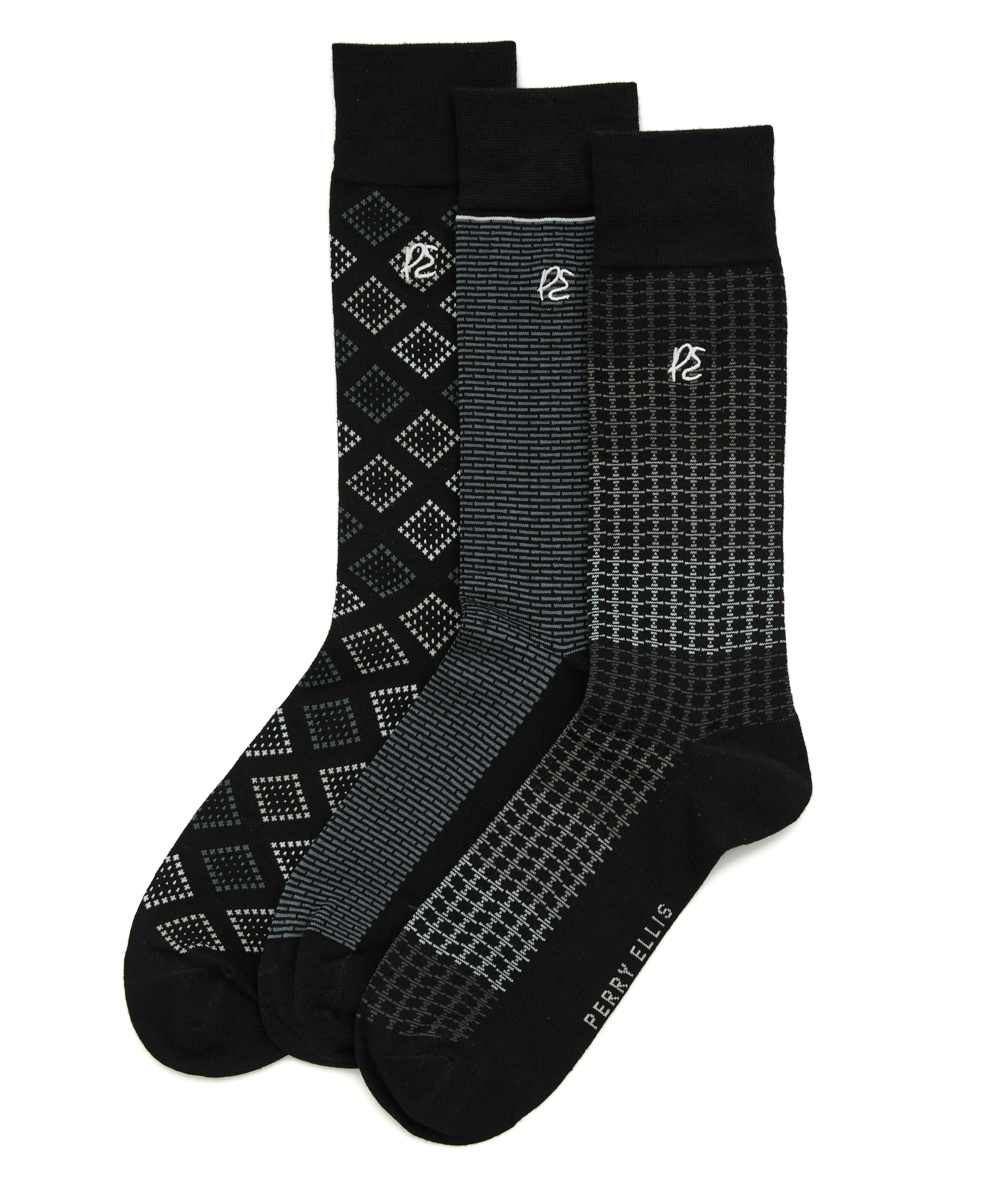 3-Pack Patterned Crew Socks sold by Perry Ellis product image thumbnail 2