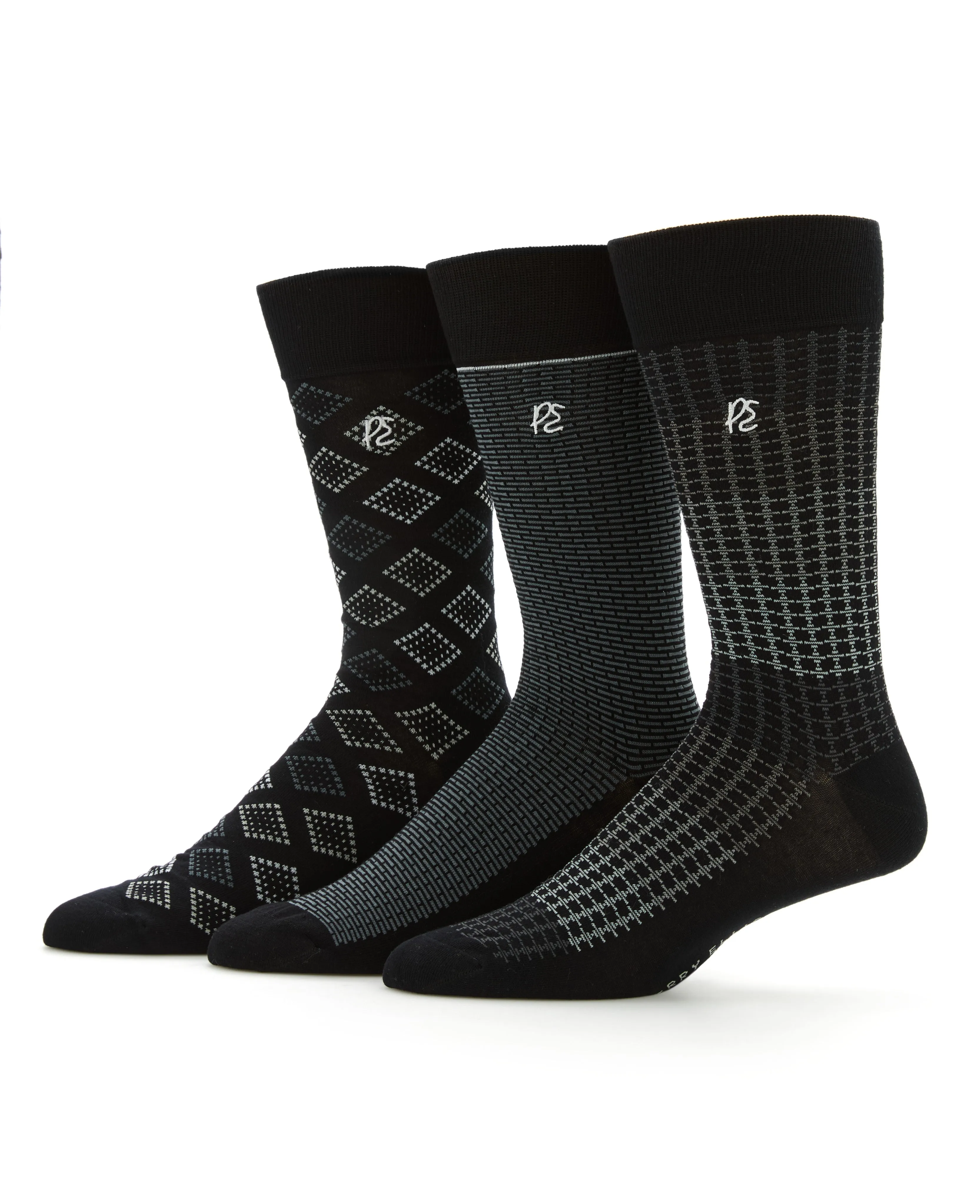 3-Pack Patterned Crew Socks sold by Perry Ellis