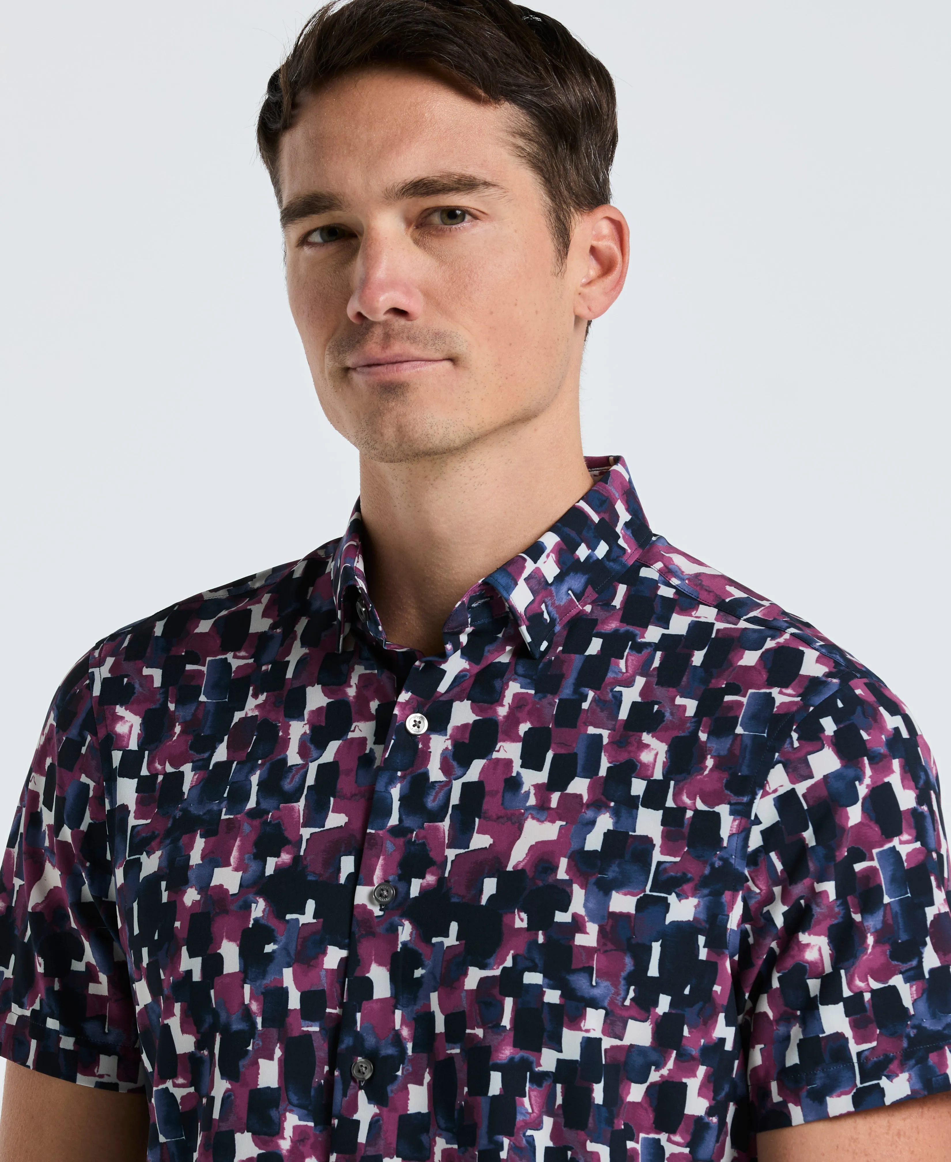 Slim Fit Total Stretch Watercolor Print Shirt sold by Perry Ellis product image thumbnail 3