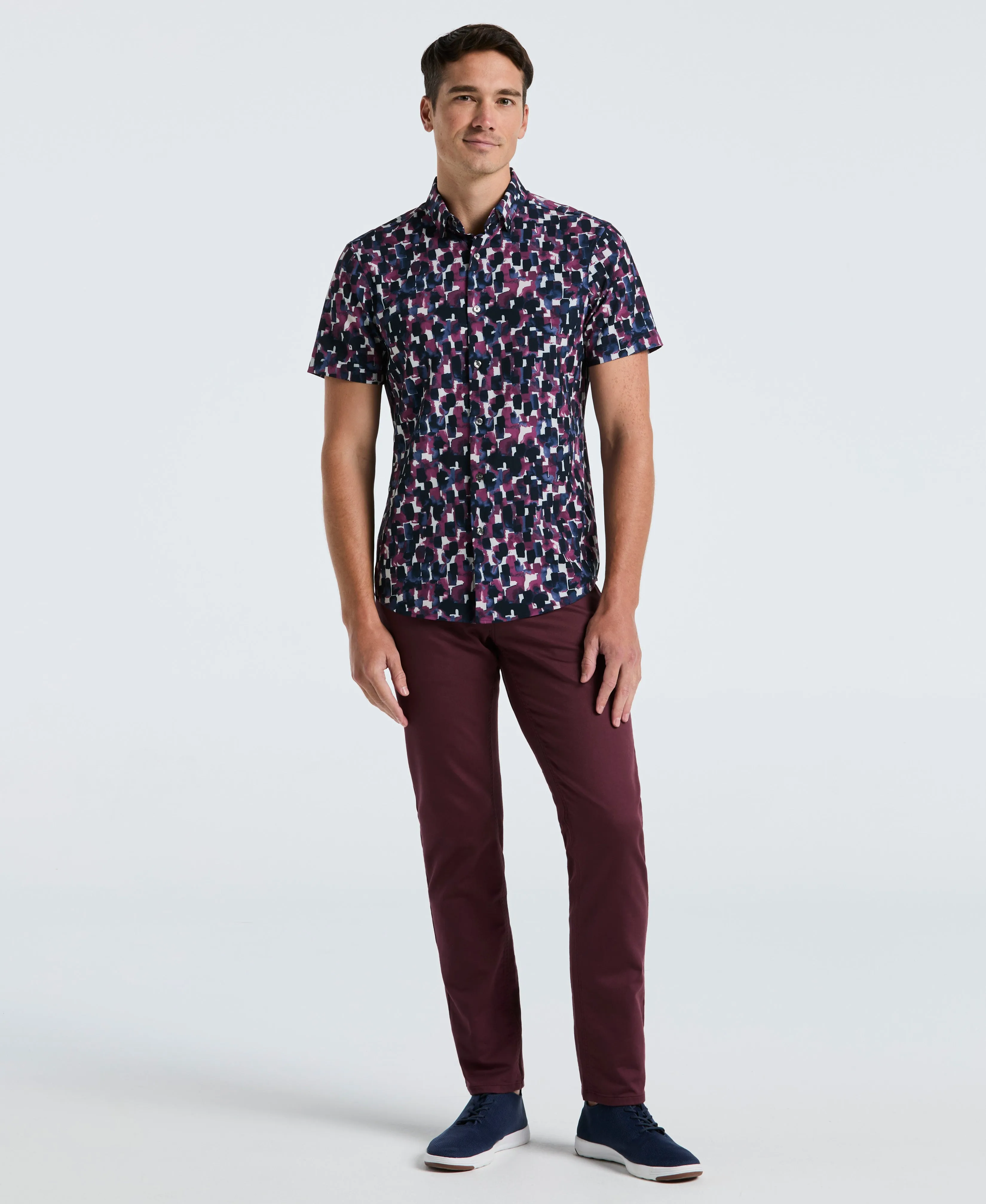 Slim Fit Total Stretch Watercolor Print Shirt sold by Perry Ellis product image thumbnail 4