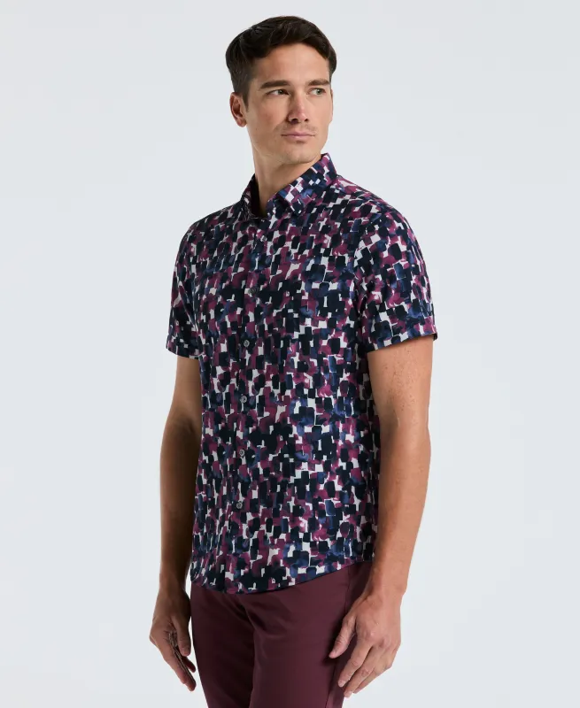 Slim Fit Total Stretch Watercolor Print Shirt sold by Perry Ellis
