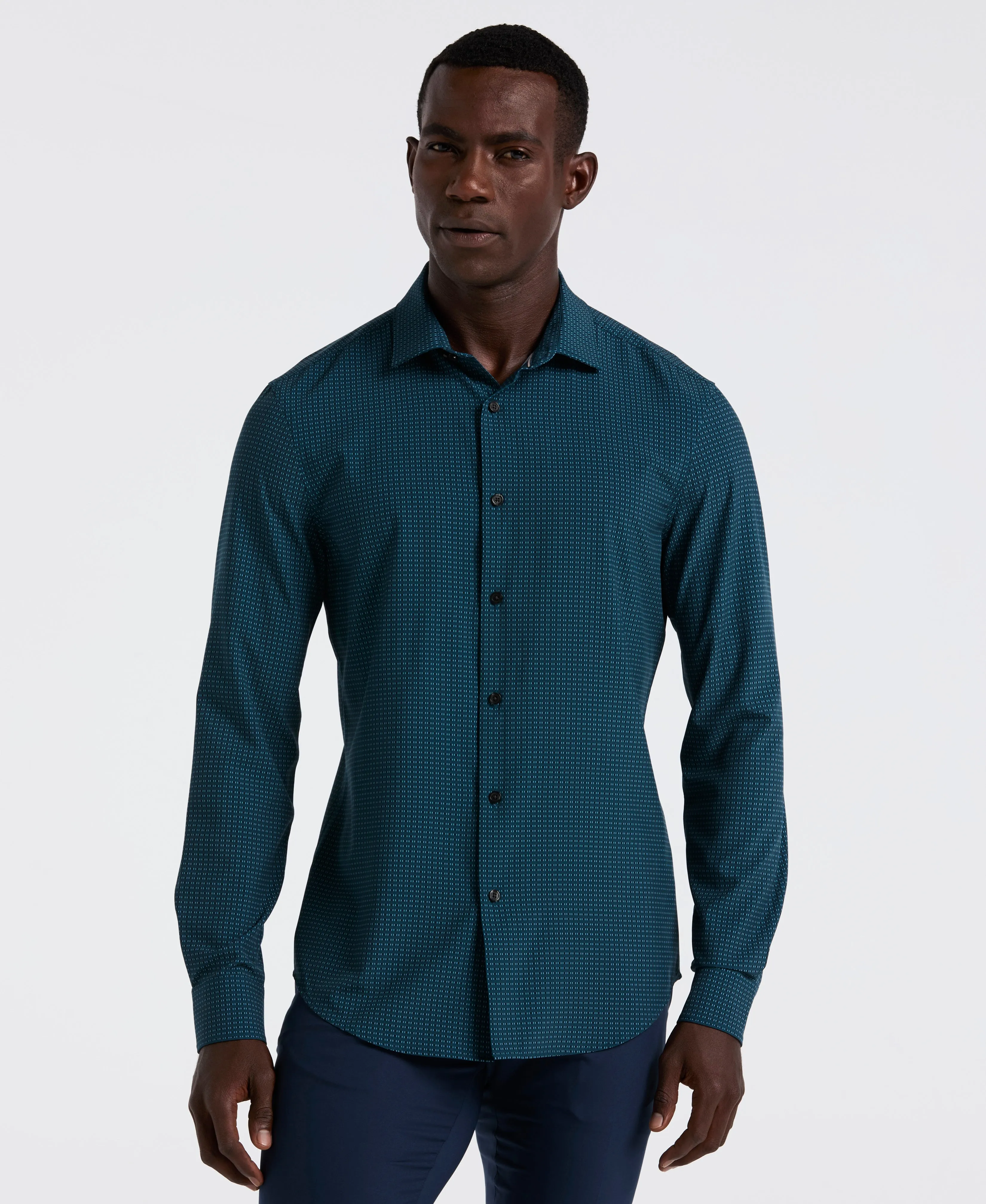 Geo Print Slim Fit Total Stretch Shirt sold by Perry Ellis