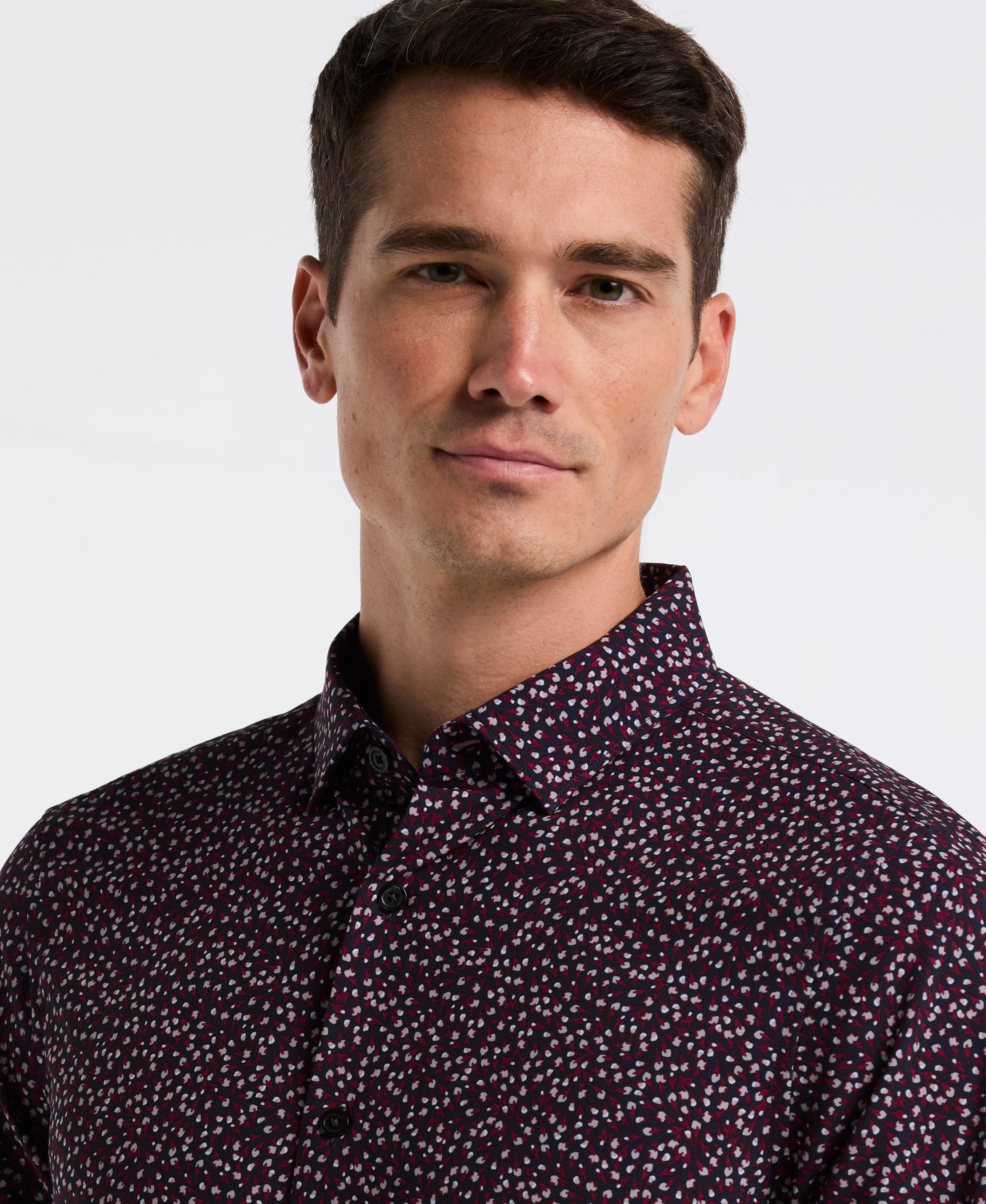 Micro Floral Print Slim Fit Total Stretch Shirt sold by Perry Ellis product image thumbnail 3