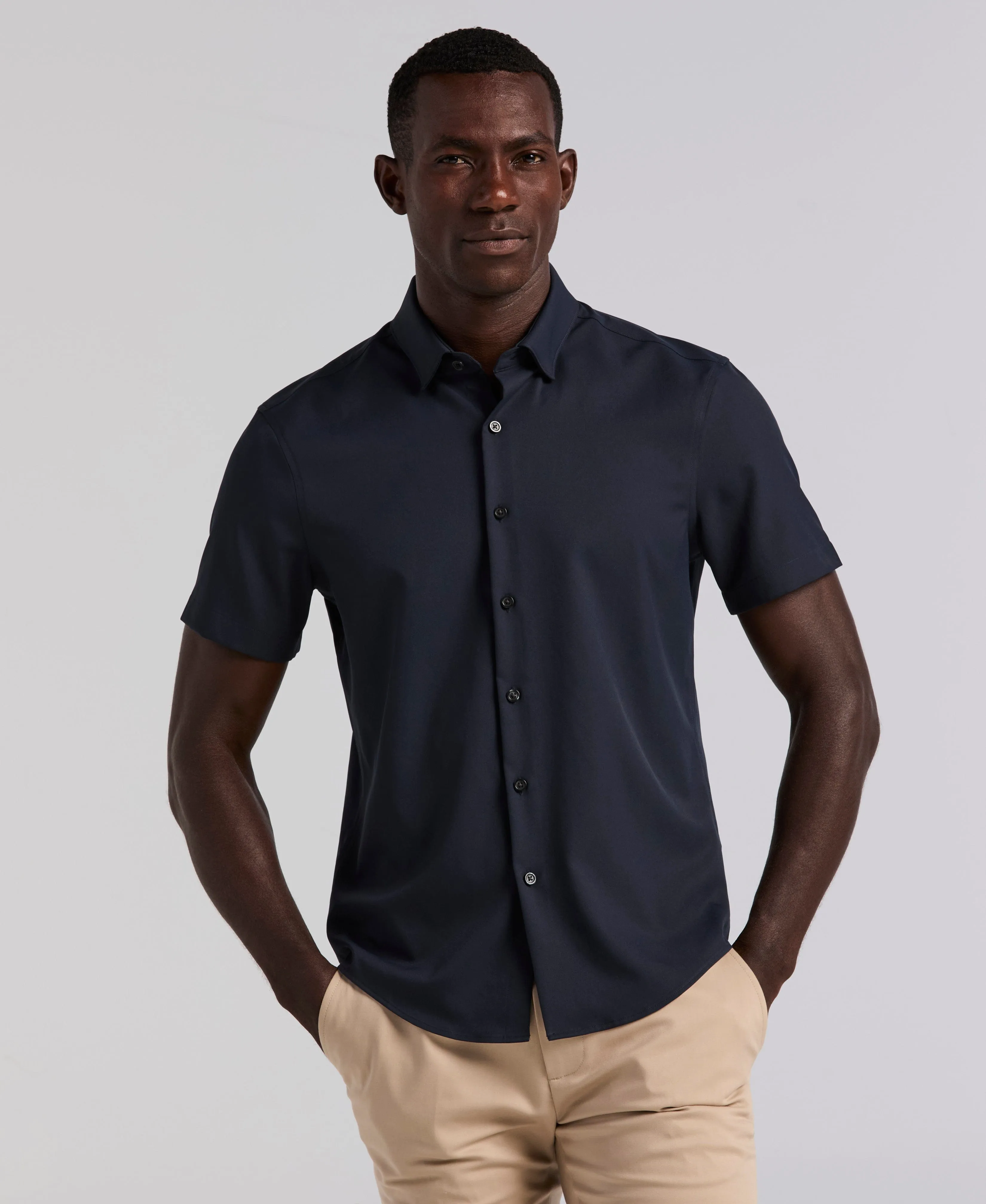Slim Fit Total Stretch Solid Shirt sold by Perry Ellis